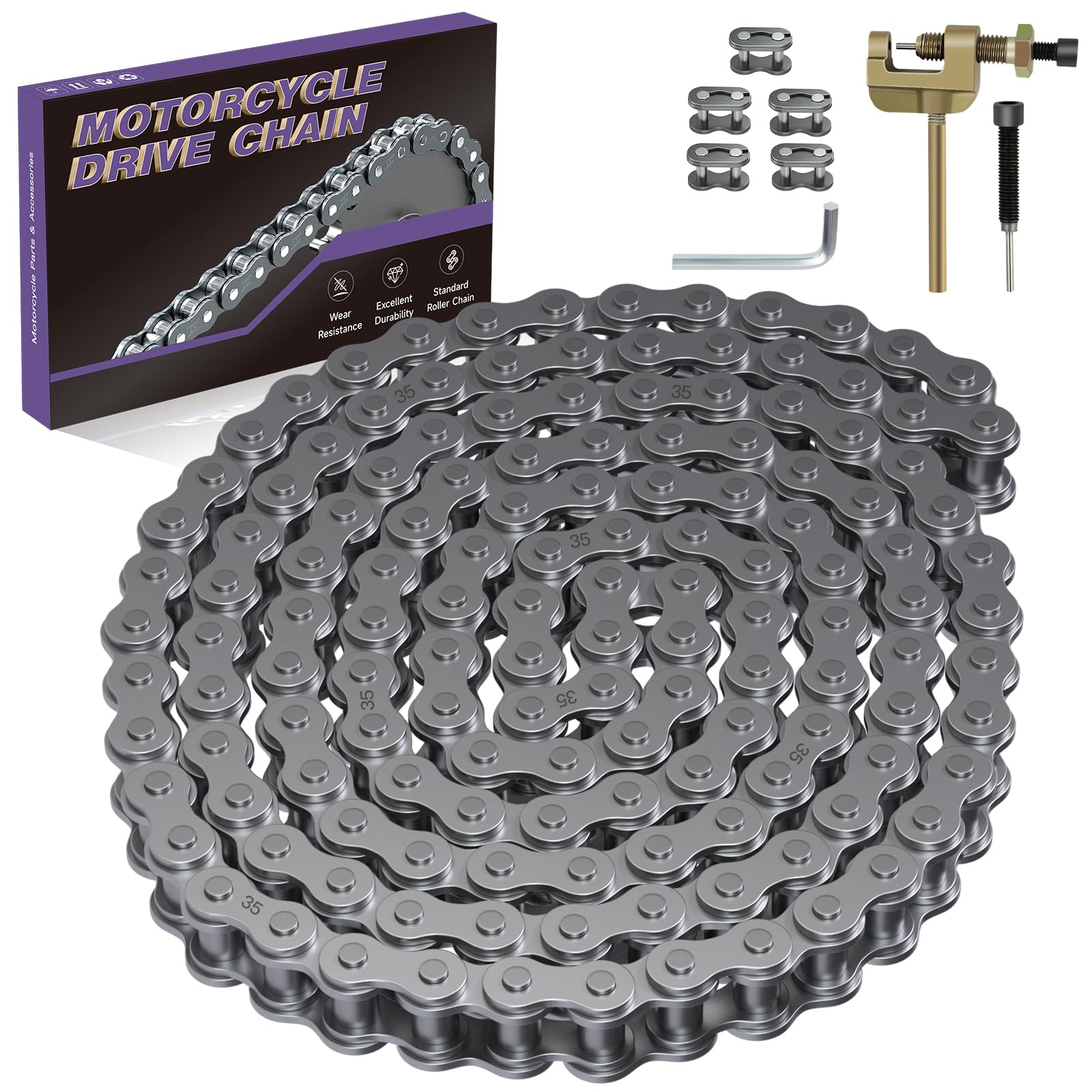 CILOYU 35 Chain 140 Links Chain Breaker Compatible with Coleman Mini Bike CT100U CC100X Baja DB30 Motovox MBX10 MBX11 Predator 7
