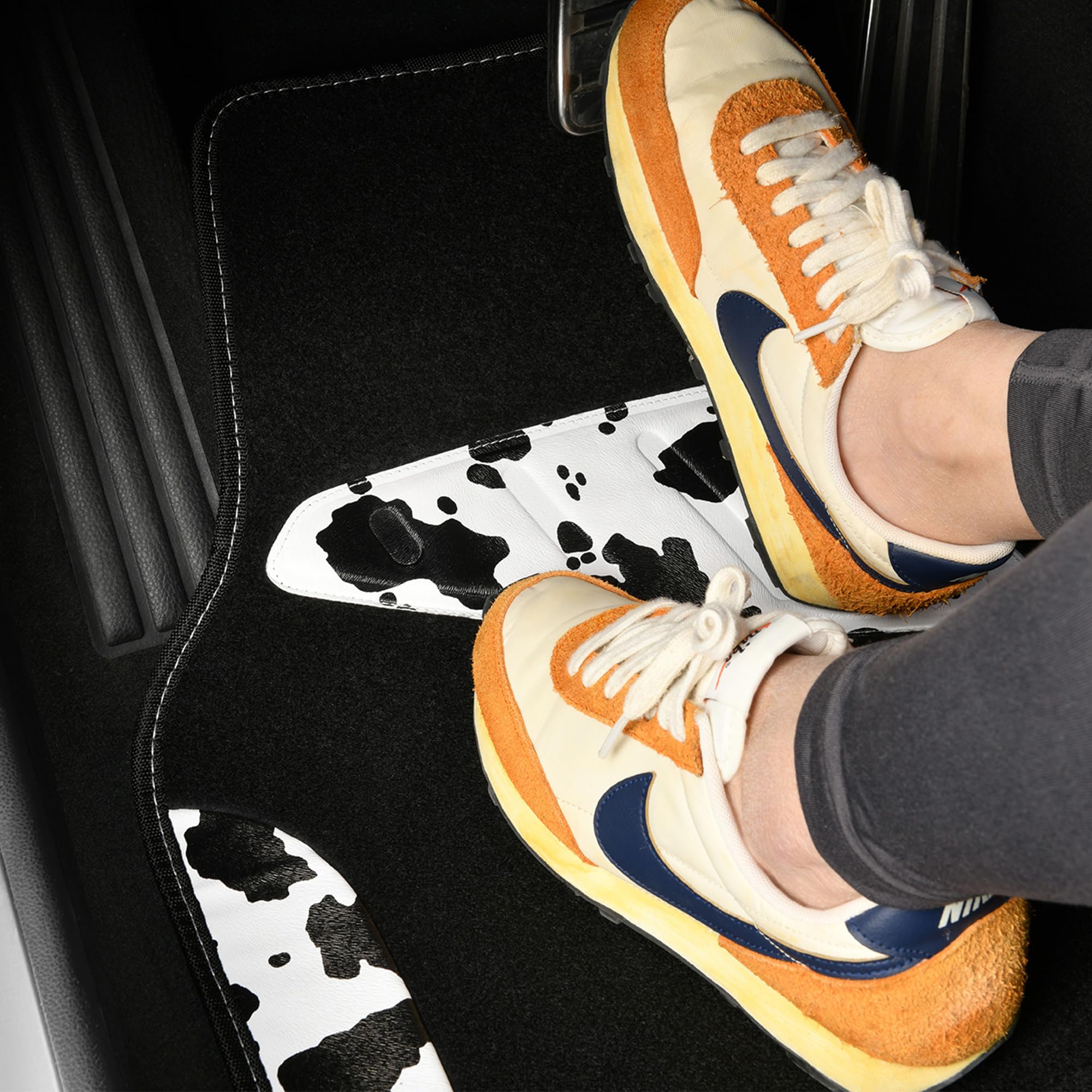 Car Pass Waterproof Universal 3Pcs Car Floor Mats, Cow Print Car Mats Fit For Suv,Vans,Sedans, Trucks,Set Of Vehicles Car Carpet