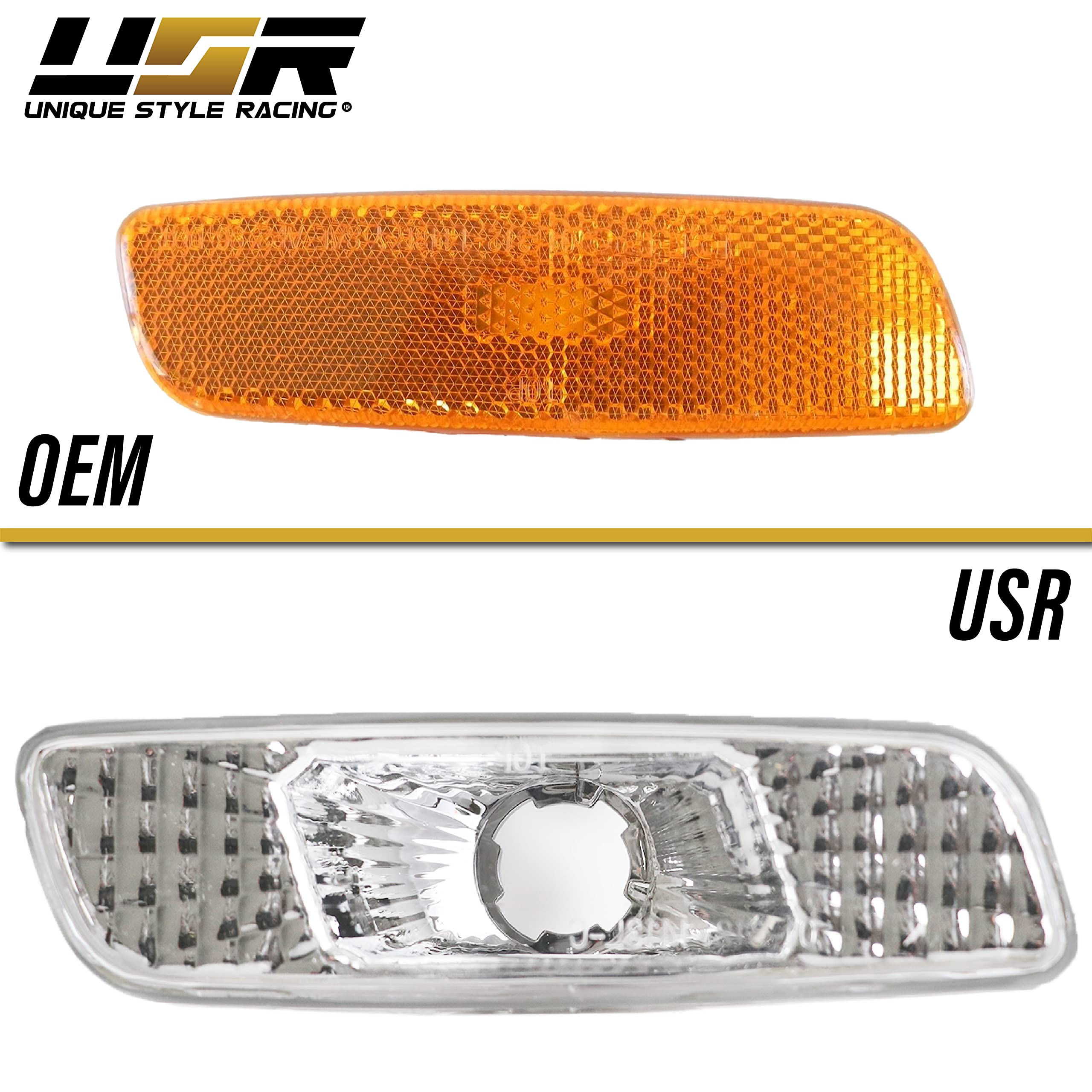 DEPO Clear Lens Front Bumper Side Marker Light with Amber Bulbs Compatible with 2000-2005 Lexus IS200 / IS300 and 1998-2005 Lexu