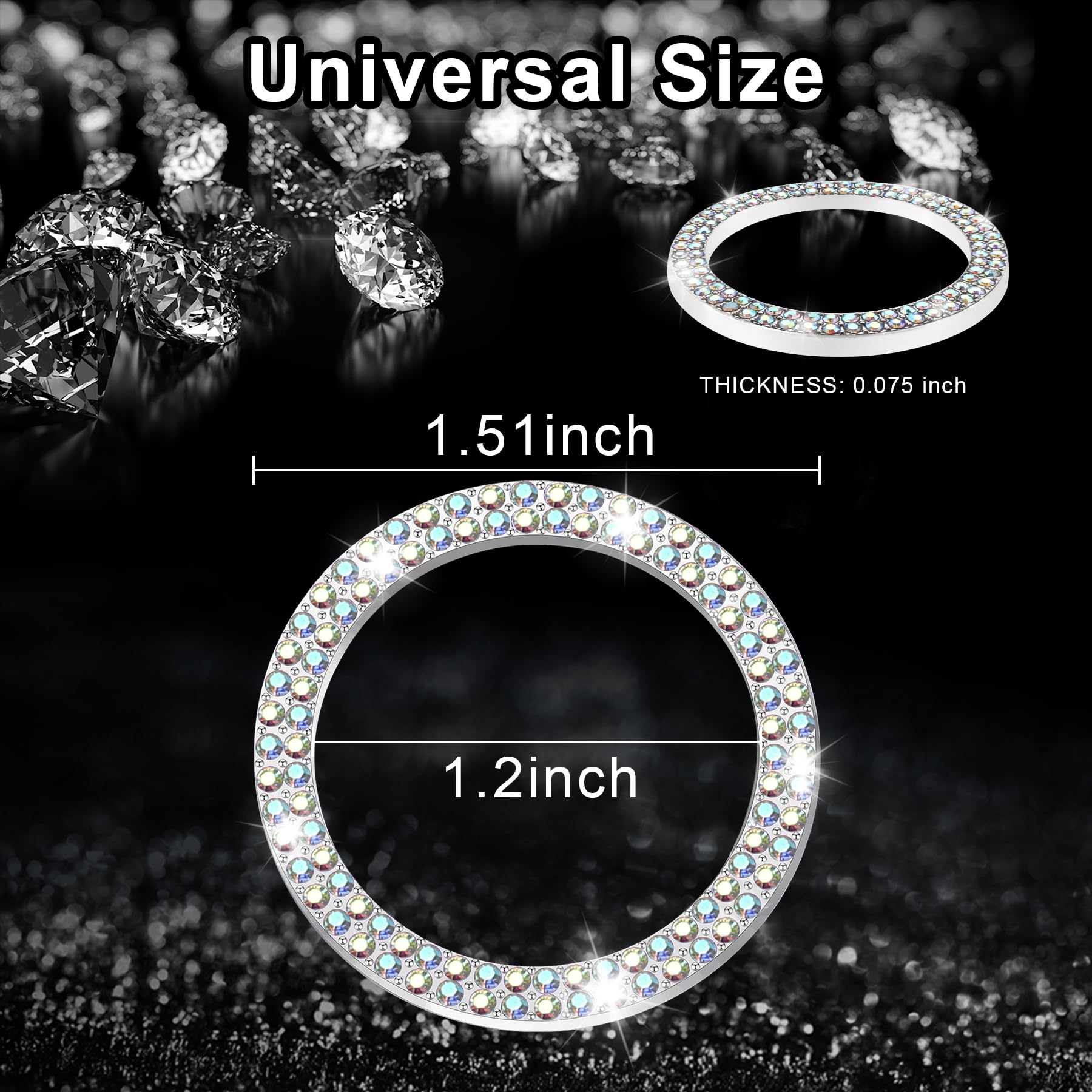LivTee 1 PCS Crystal Double Rhinestone Car Engine Start Stop Decoration Ring, car Accessories, Push to Start Button, Key Ignitio