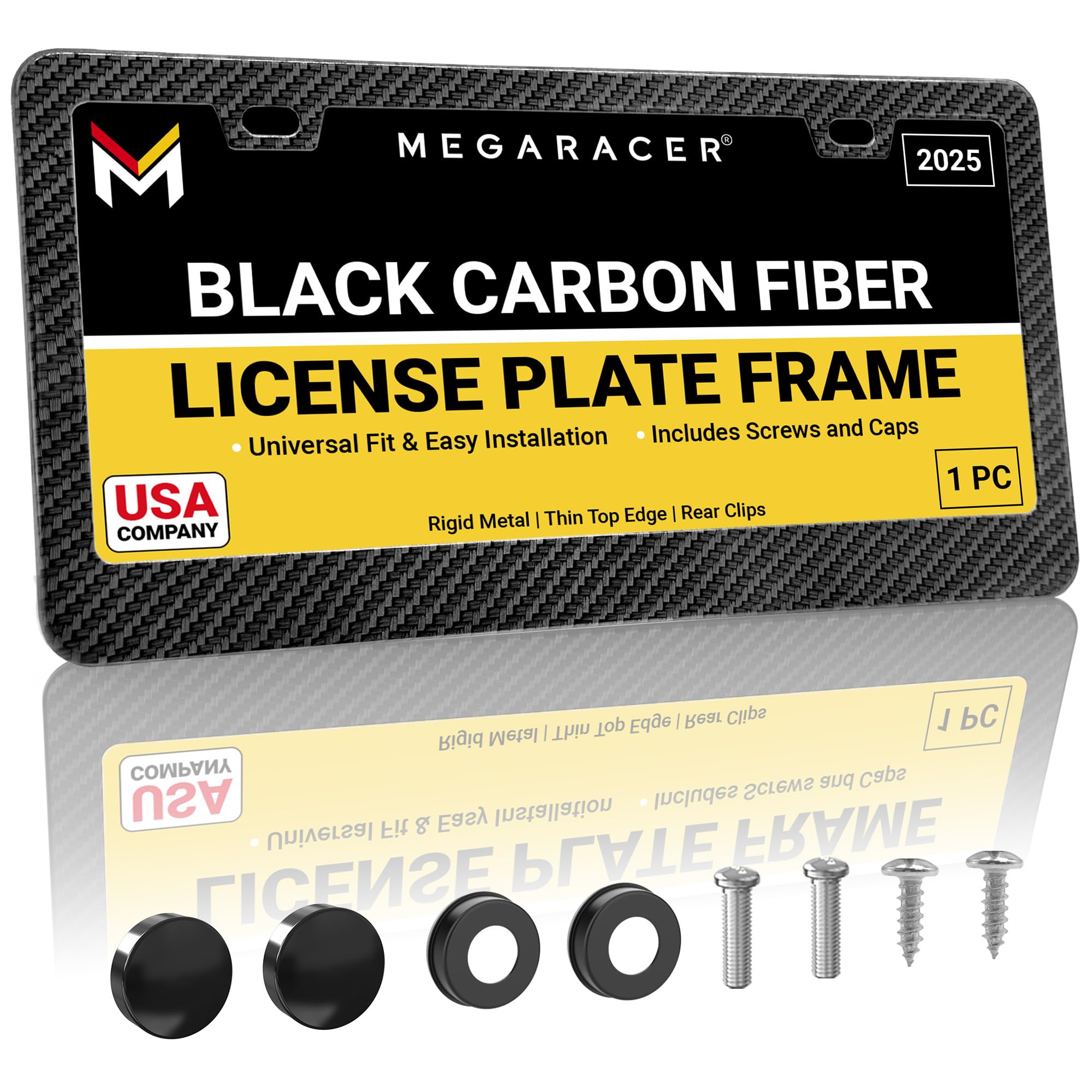 Carbon Fiber License Plate Frame for Men | License Plate Cover for Car Tag Frame | Car Plate Frames Black License Plate Frame Po