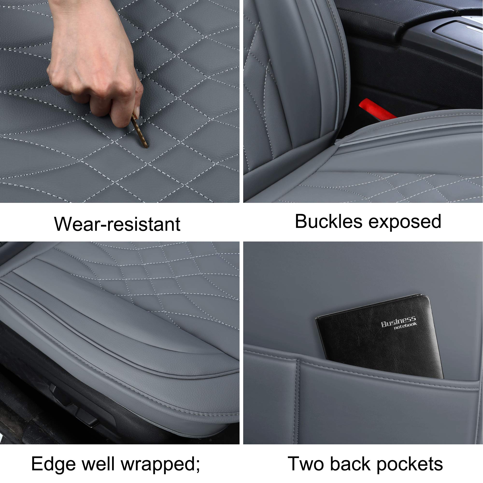Luckyman Club 2 Pcs Gray Car Seat Covers Fit Most Sedan Suv Truck Fit For Escape Chevy Silverado Spark Traverse Volt Murano Path