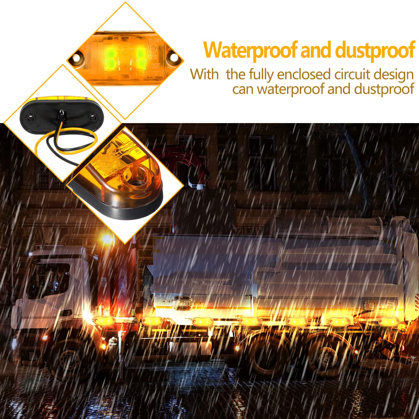 10 Pieces 2.5 Inch 2 Diode Trailer Side Led Trailer,Truck Light Oval Rv Running Lights For Exterior Marker Lights Surface Mount