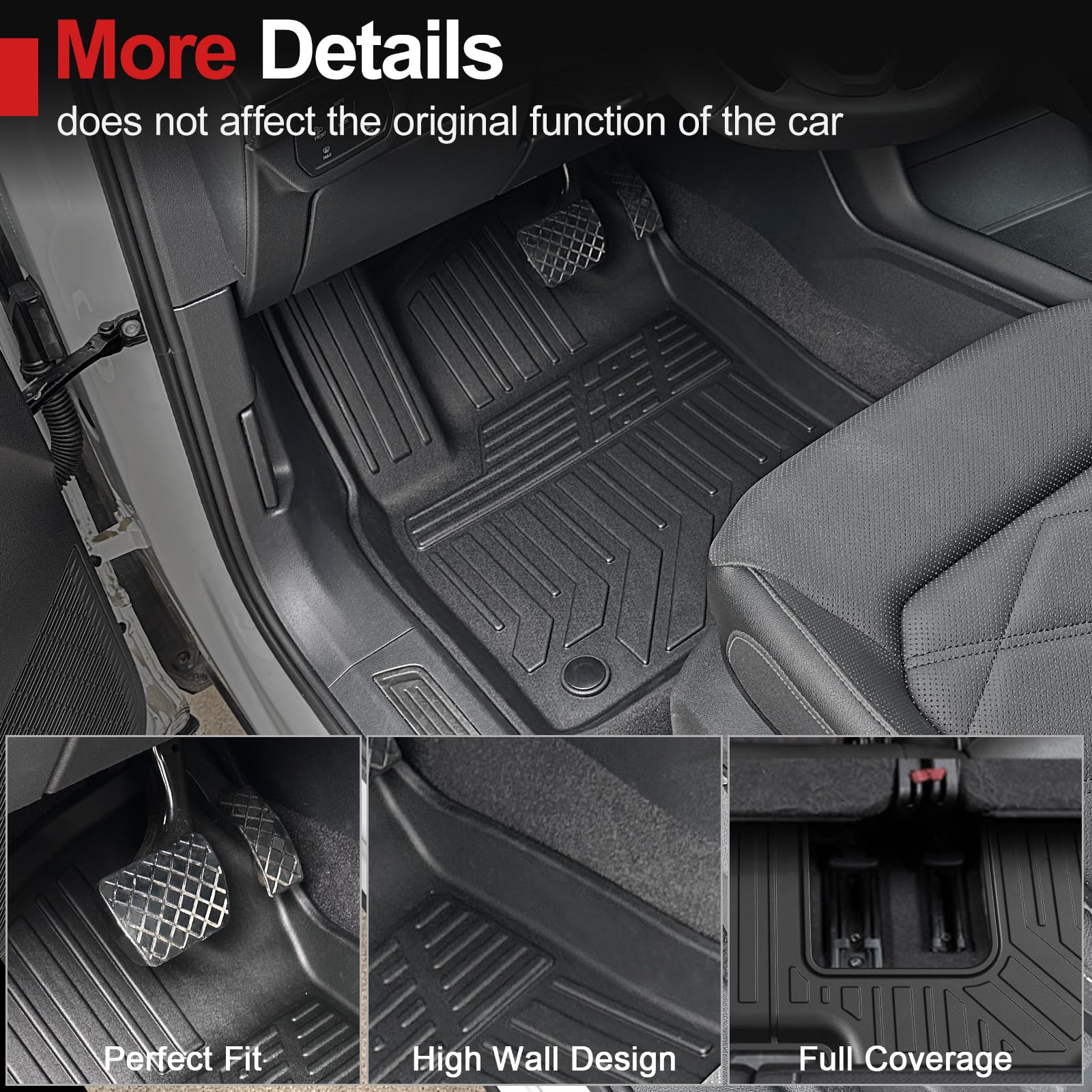 Houclemic Floor Mats For 2018-2025 Volkswagen Vw Atlas 7 Passenger Bench Seating (Not For Cross Sport)-All Weather Cargo Mat Wit