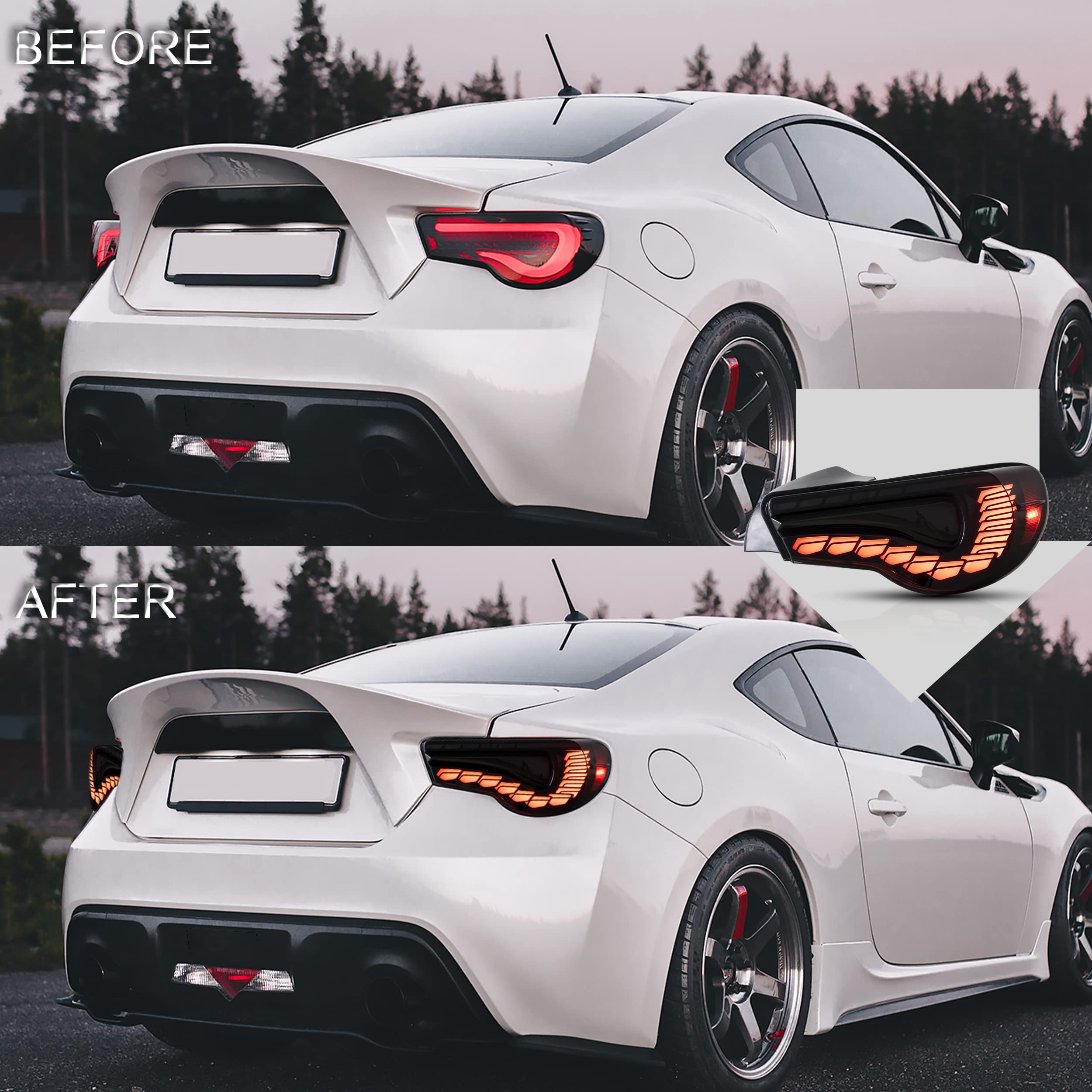 Vland Tail Lights Assembly Fit For Toyota 86 2012-2020, Subaru Brz 2013-2020, Scion Frs 2013-2016, Rear Lamps With Dragon Scales