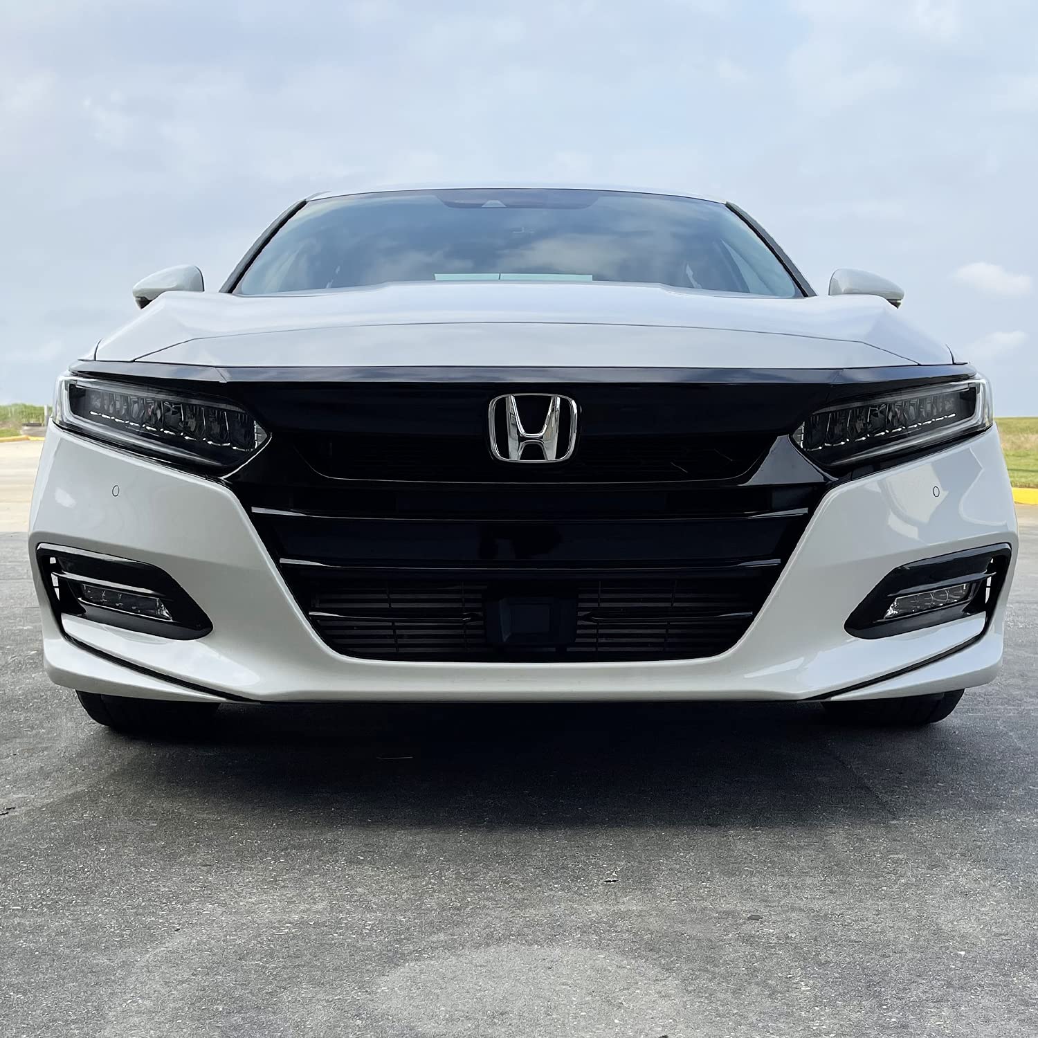 Slickmod Chrome Delete Blackout Vinyl Overlay For 2018-2020 Honda Accord Sedan Front Grill Trim (18-20 Front Grill, Gloss Black)