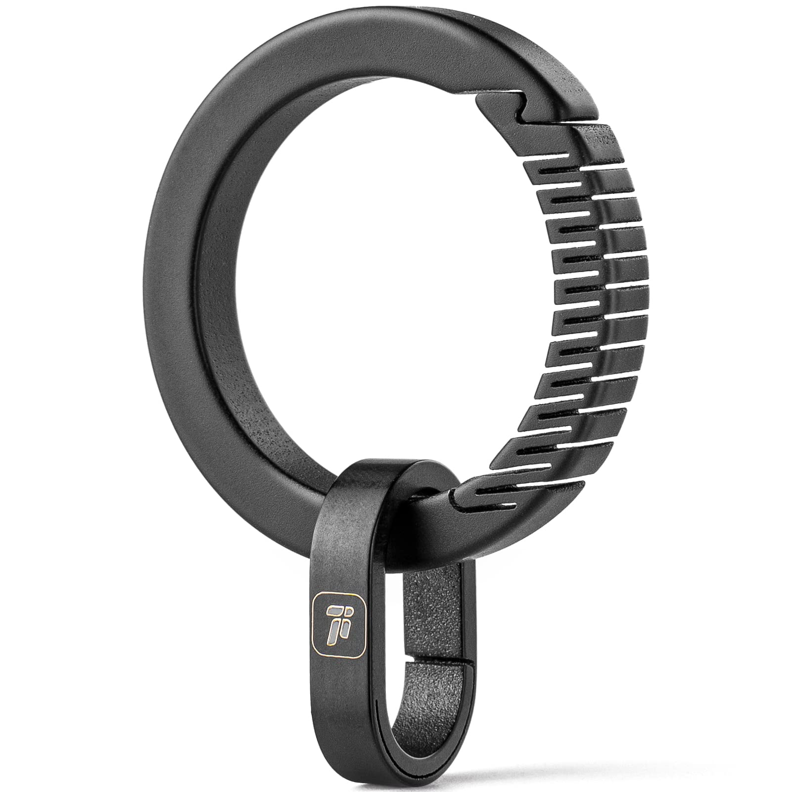 Fegve Key Keychain Carabiner Clip With Titanium Mini Quick Release Connecting Key Chain Rings And 2Pcs 25Mm/1 Inch Stainless Steel Key Ring -(Black)