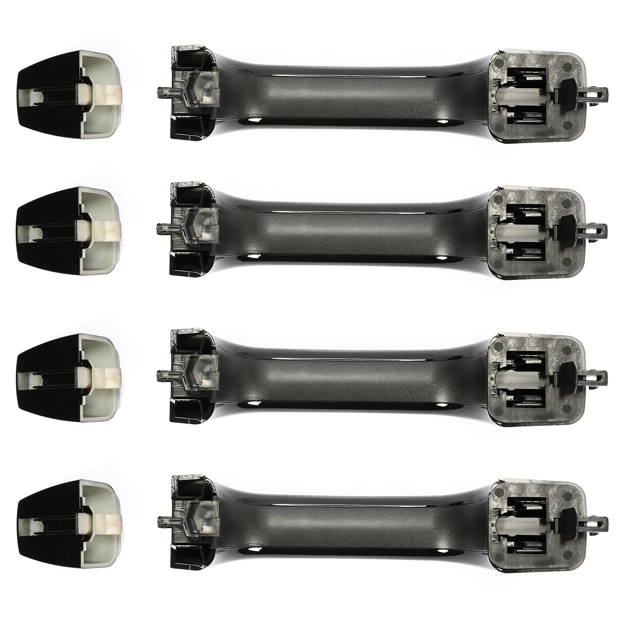 ECOTRIC Exterior Door Handle Compatible with 2006-2010 Hummer H3 & 2008-2010 H3 Alpha & 2007-2009 H3 X & 2009-2010 H3T W/Cap Replacement Part Number 25832250 Set of 4 Front & Rear