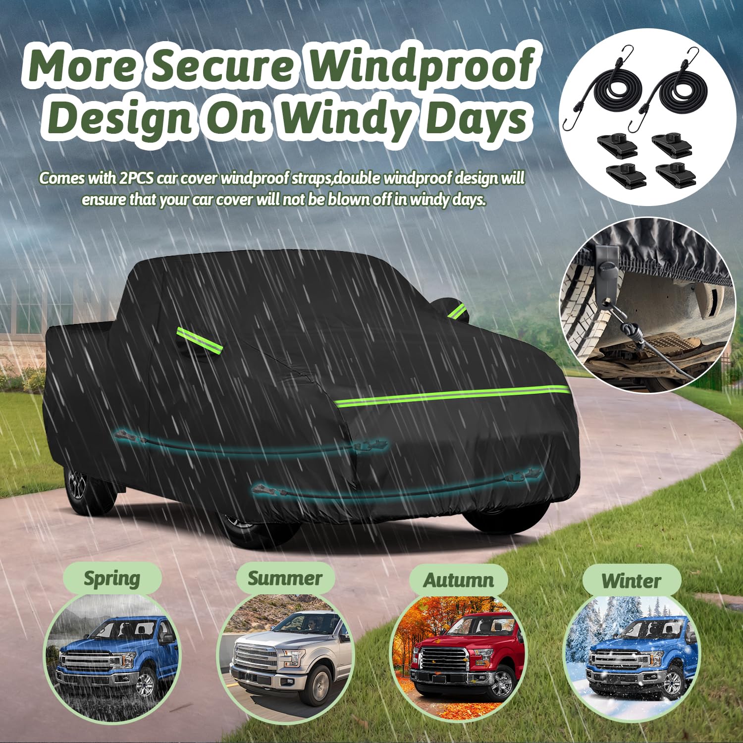 Car Cover for Ford F150 Super Crew Cab 5.5ft Bed, 6 Layers Waterproof All Weather Car Cover with Door Zipper & Cotton Lining for