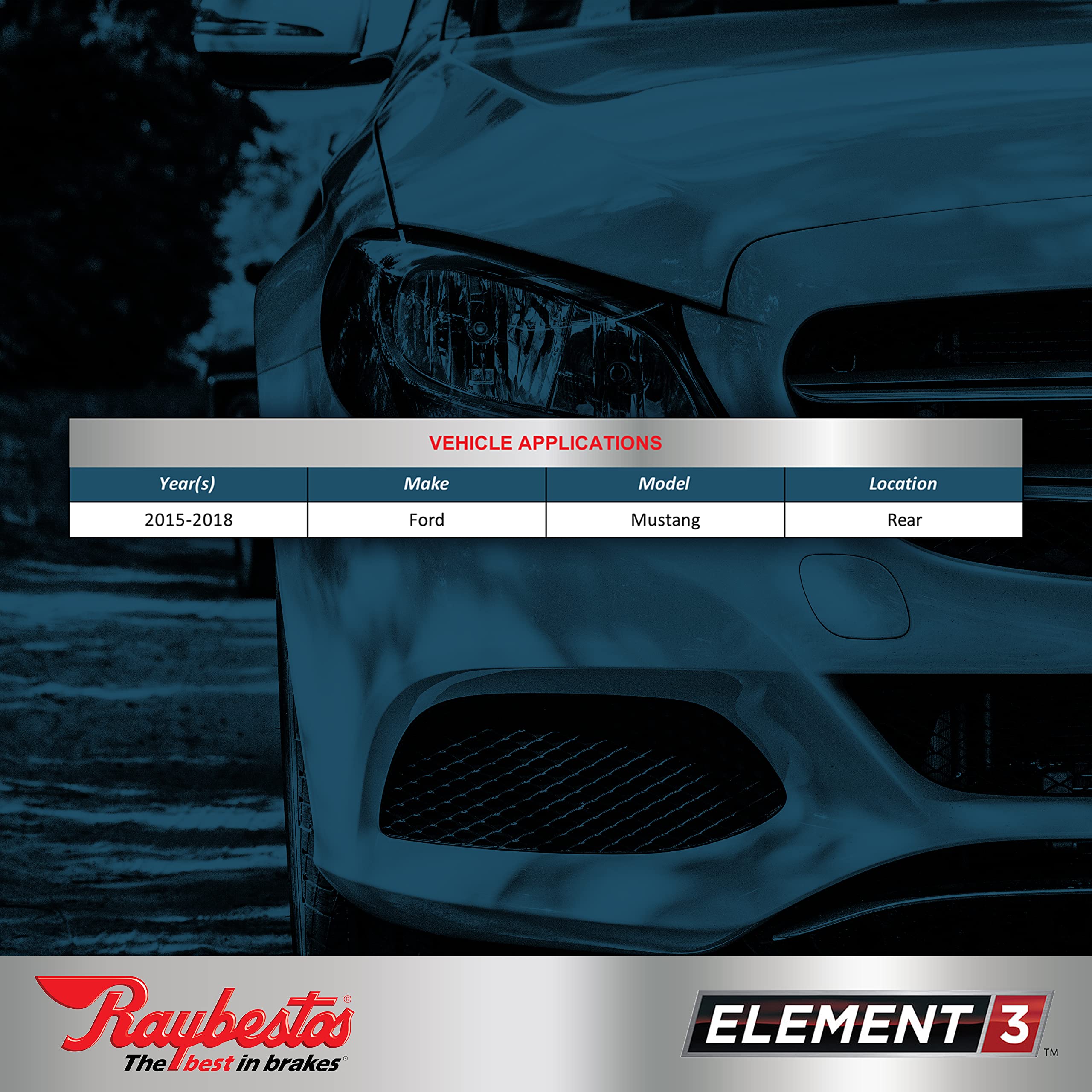Raybestos Premium Raybestos Element3 Eht Replacement Rear Brake Pad Set For Select 2015-2018 Ford Mustang Model Years (Eht1793H)
