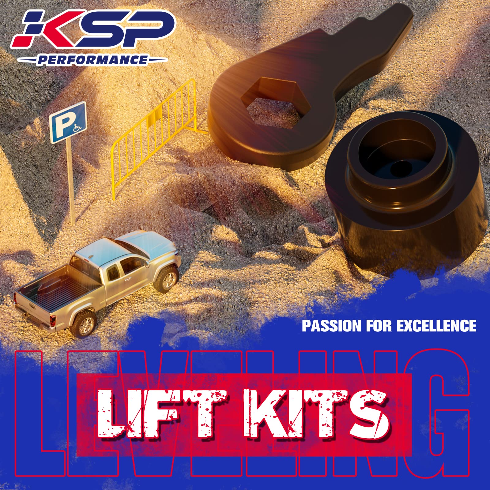 KSP Full Lift Kits for Tahoe Yukon Suburban Avalanche 1500 2002-2006, 1-3'' Front Torsion Bar Key and 2'' rear Spring Spacers Fu