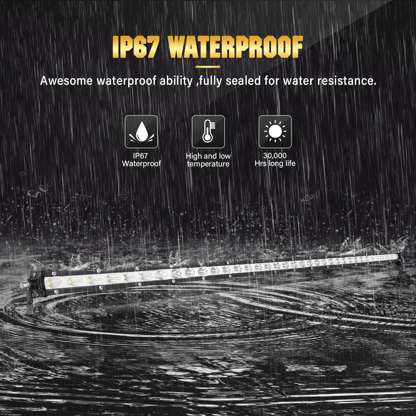 Skyworld 37 Inch 180W Single Row Led Light Bar Low Profile Ultra Thin Slim Mini Spot Flood Combo Beam Off Road Driving Lights Le