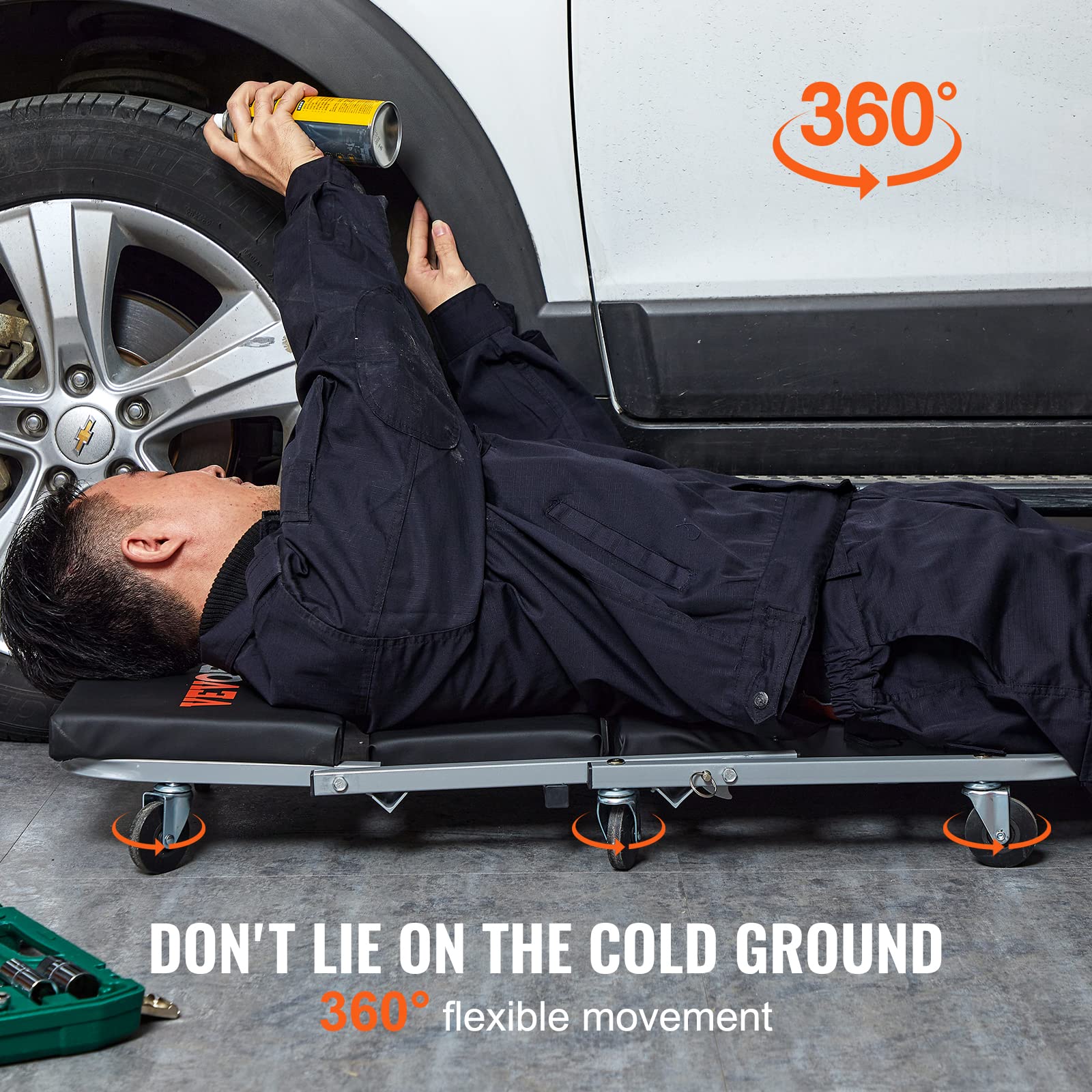 Vevor Mechanic Creeper, Garage Gift, 36' Z Creeper Seat, 2 In 1 Mechanic Gifts, 300 Lbs Capacity, Low Profile Creeper With 6 Pcs Wheels In Garage/Shop For Fathers Day Tool Gift