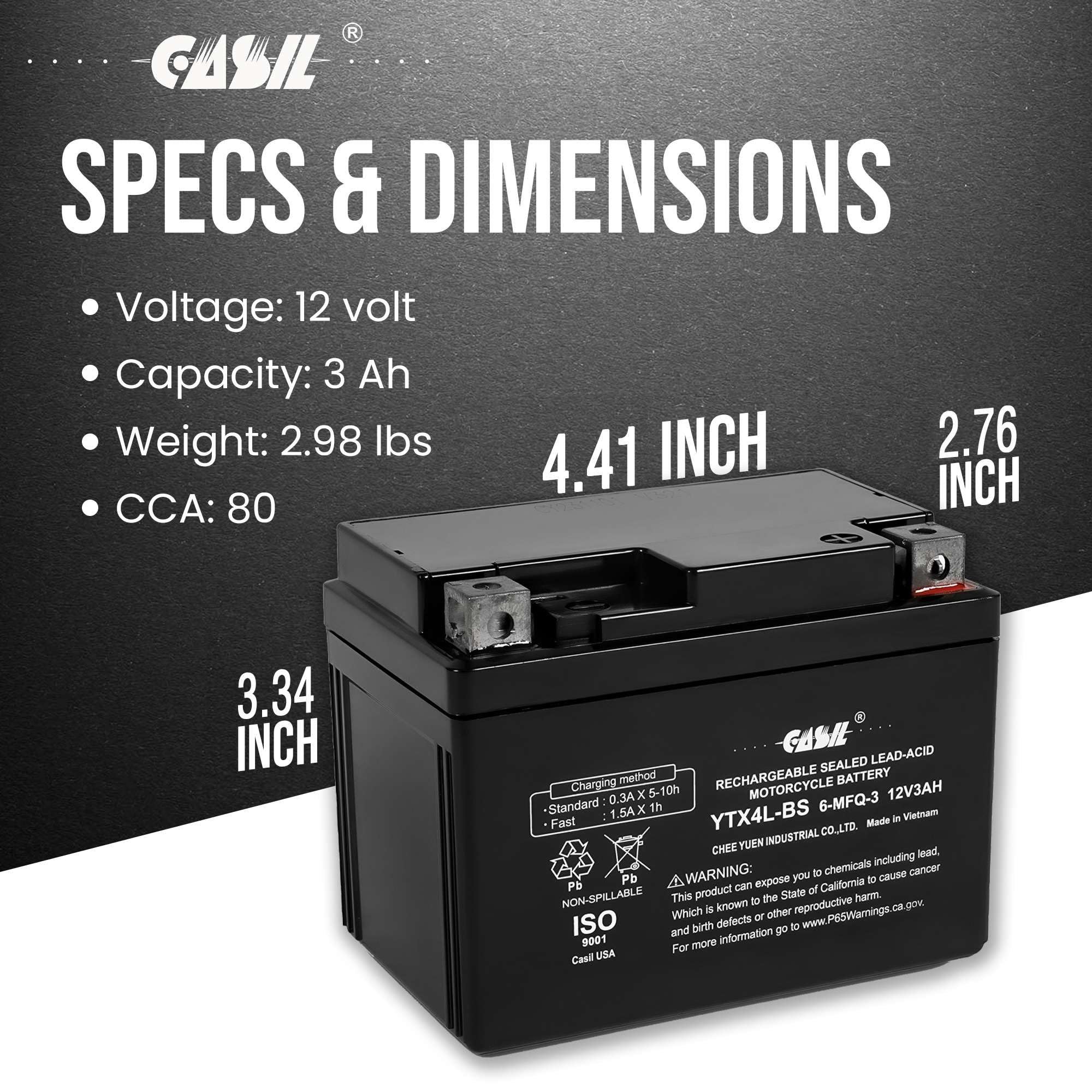 Ytx14Ah-Bs Agm Battery Replacement For Arctic Cat 650Cc Trv 2009