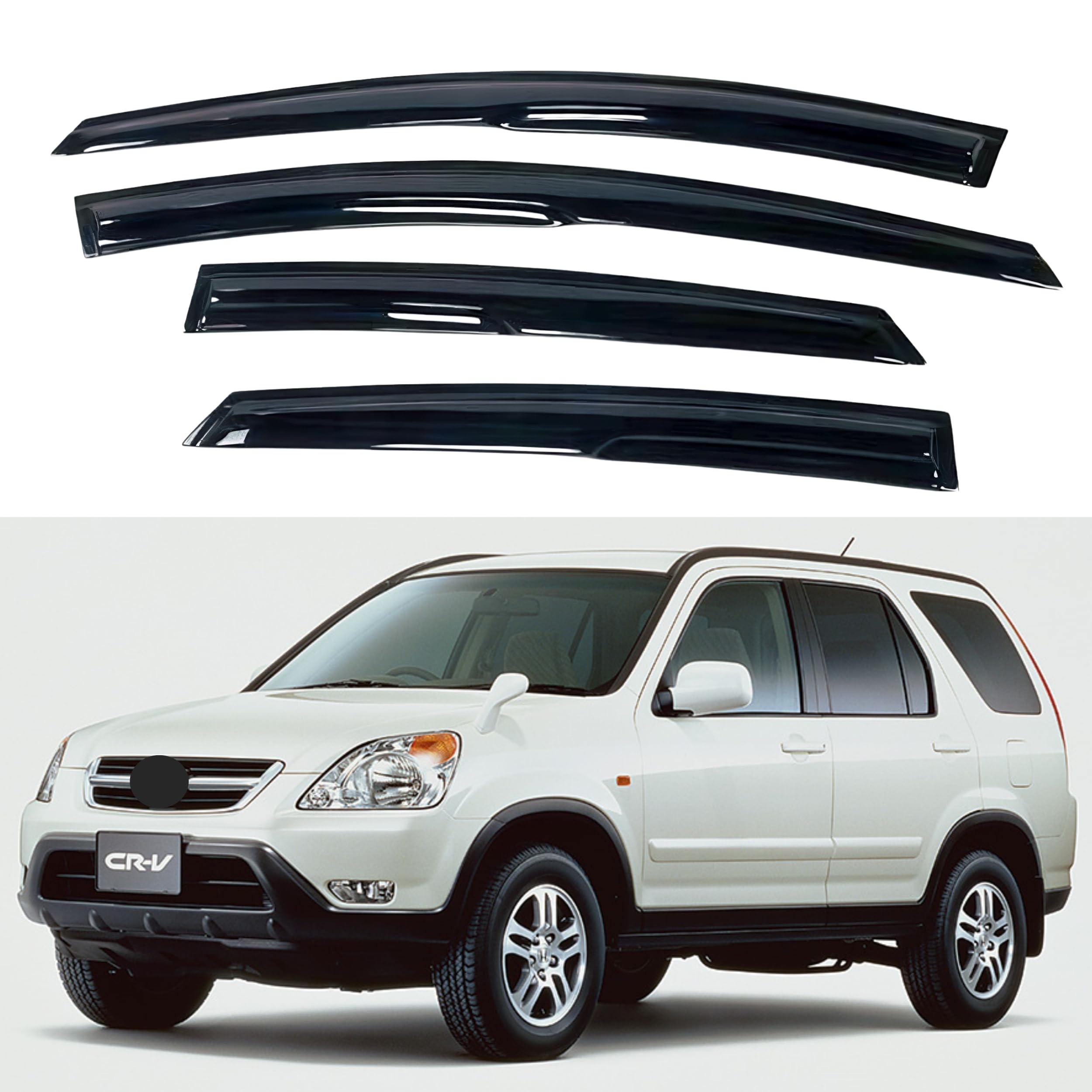 Ig Window Visor For Honda Cr-V (Crv) 1997-2001, Rain Guard Tape-On Extra Durable Sun Wind Side Vent Window Deflector Mugen Style