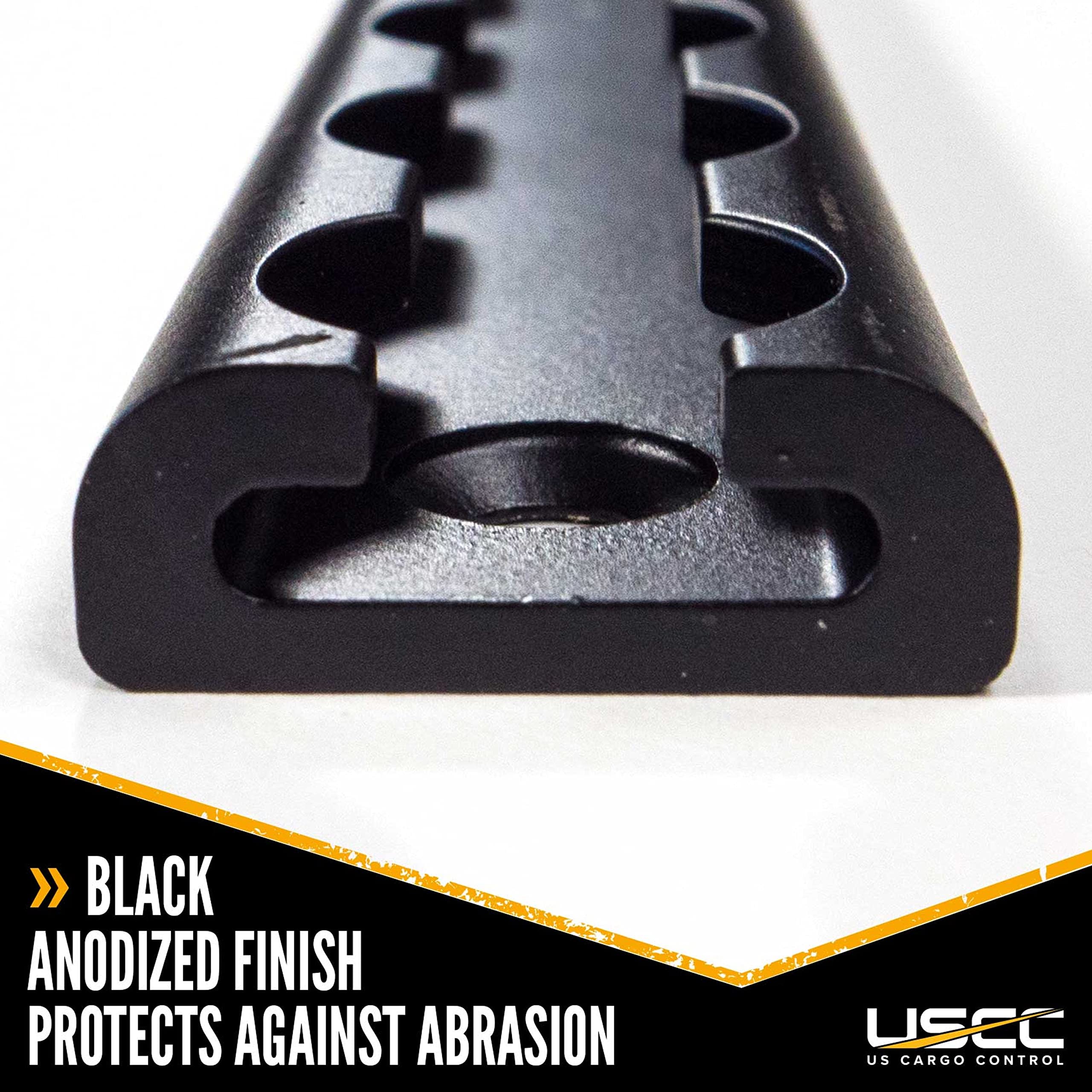 US Cargo Control 12 Black Anodized Aluminum L Track (4-Pack) - Trailer Tie Down Rail for Motorcycles, ATVs, and Bikes