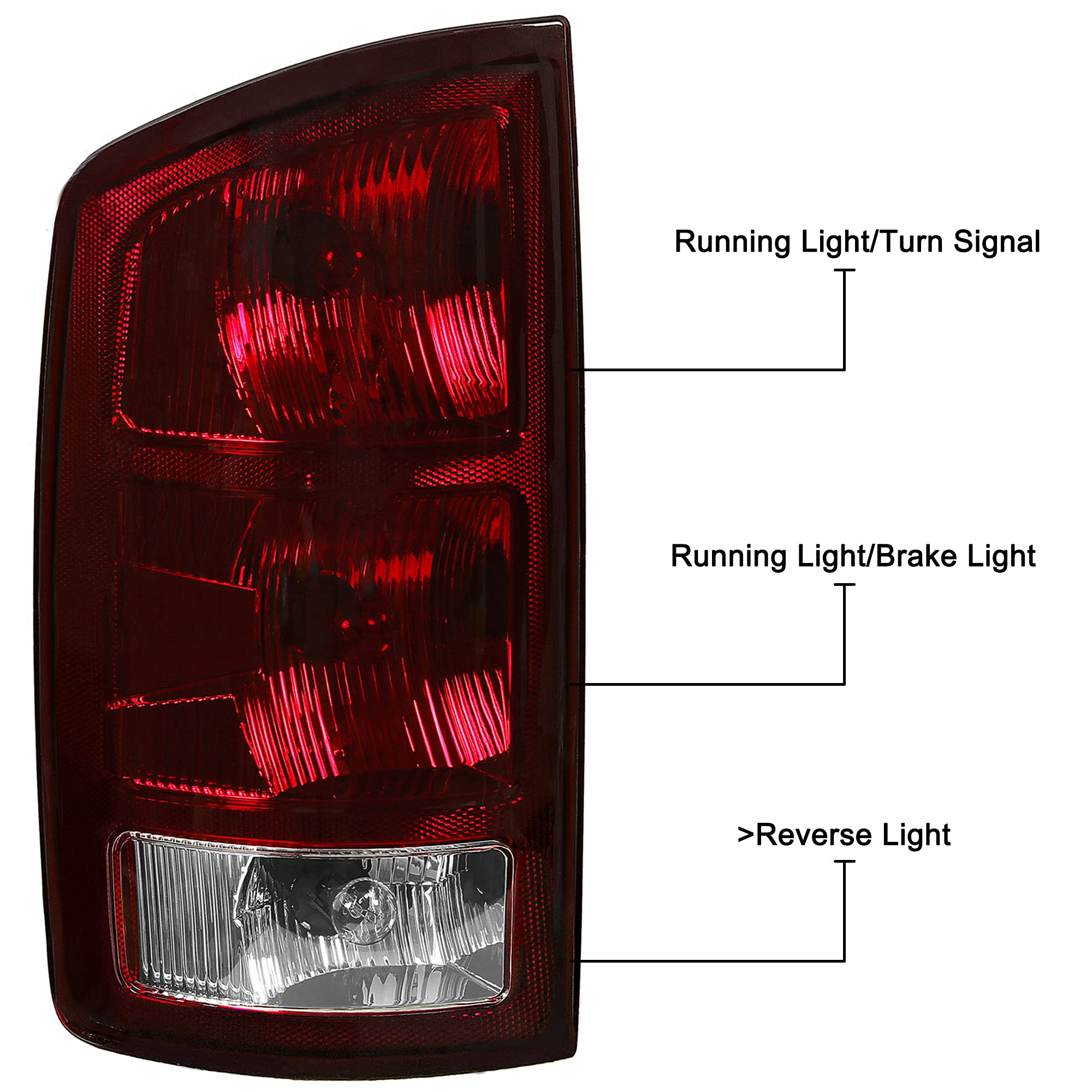 Ecotric Pair Tail Light Compatible With 2002-2006 Dodge Ram 1500/2003-2006 Ram 2500 3500 Taillight Turn Signal Light Replacement