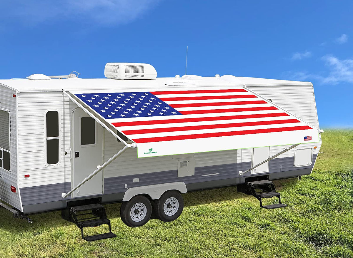 Leaveshade Rv Awning Fabric Replacement Camper Trailer Awning Fabric Super Heavy Vinyl Coated Polyester 19'3''(Fit For 20' Awnin