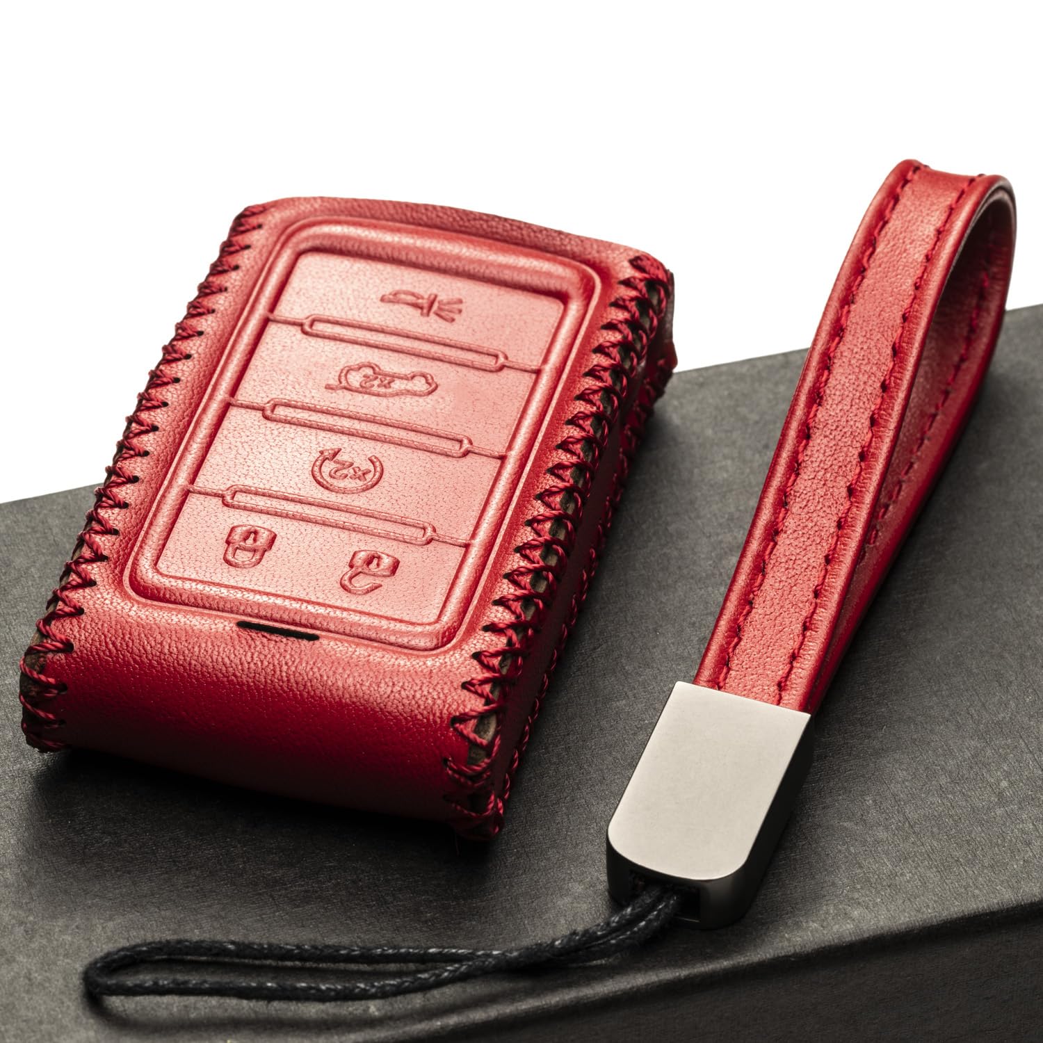 Vitodeco Genuine Leather Smart Key Fob Case Compatible With Jeep Wagoneer, Jeep Grand Wagoneer, Jeep Grand Cherokee 2022-2025 (N