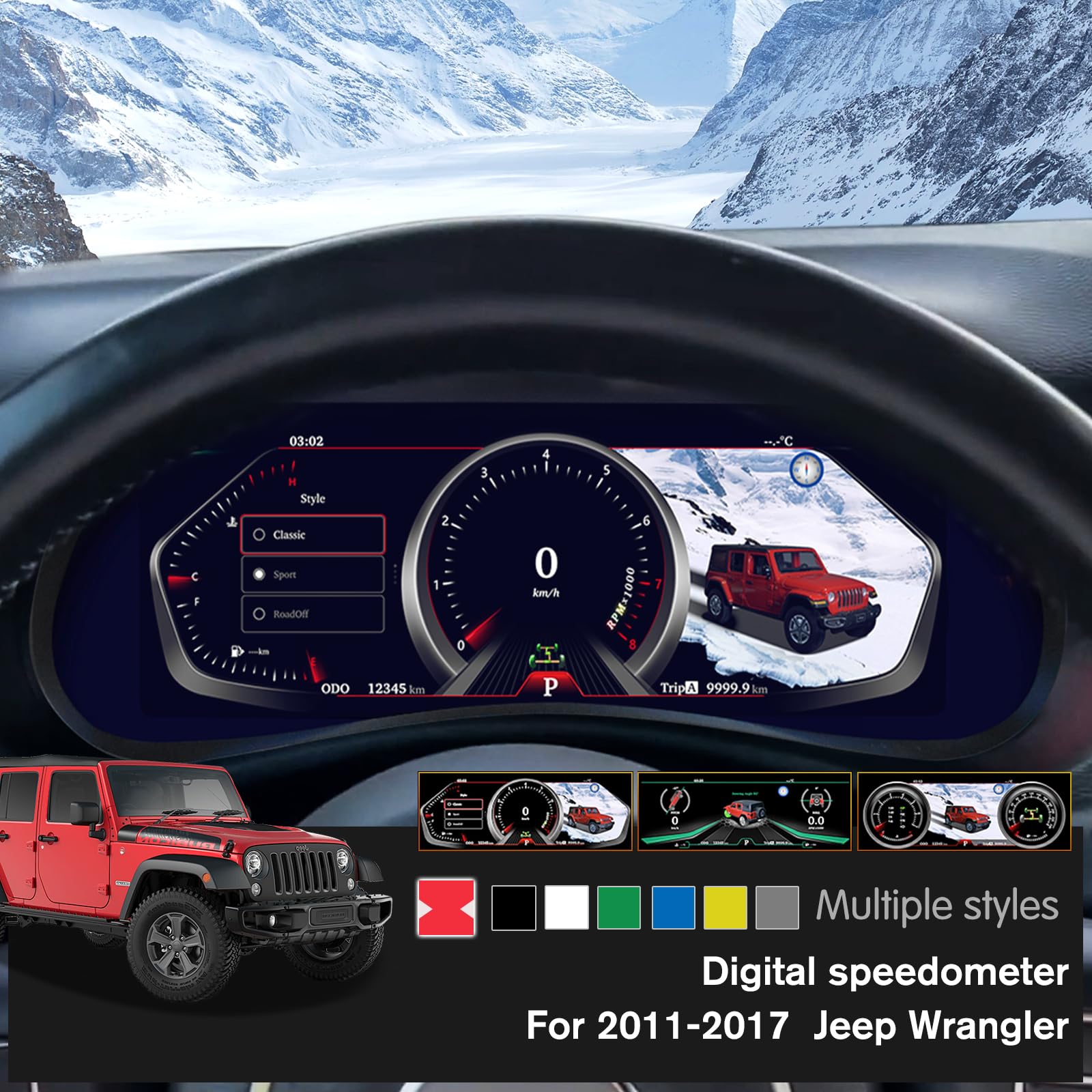 Xuenav 12.3 Inch Digital Dash Instrument Cluster For 2011 2012 2013 2014 2015 2016 2017 Jeep Wrangler Jk,Digital Cluster Instrum