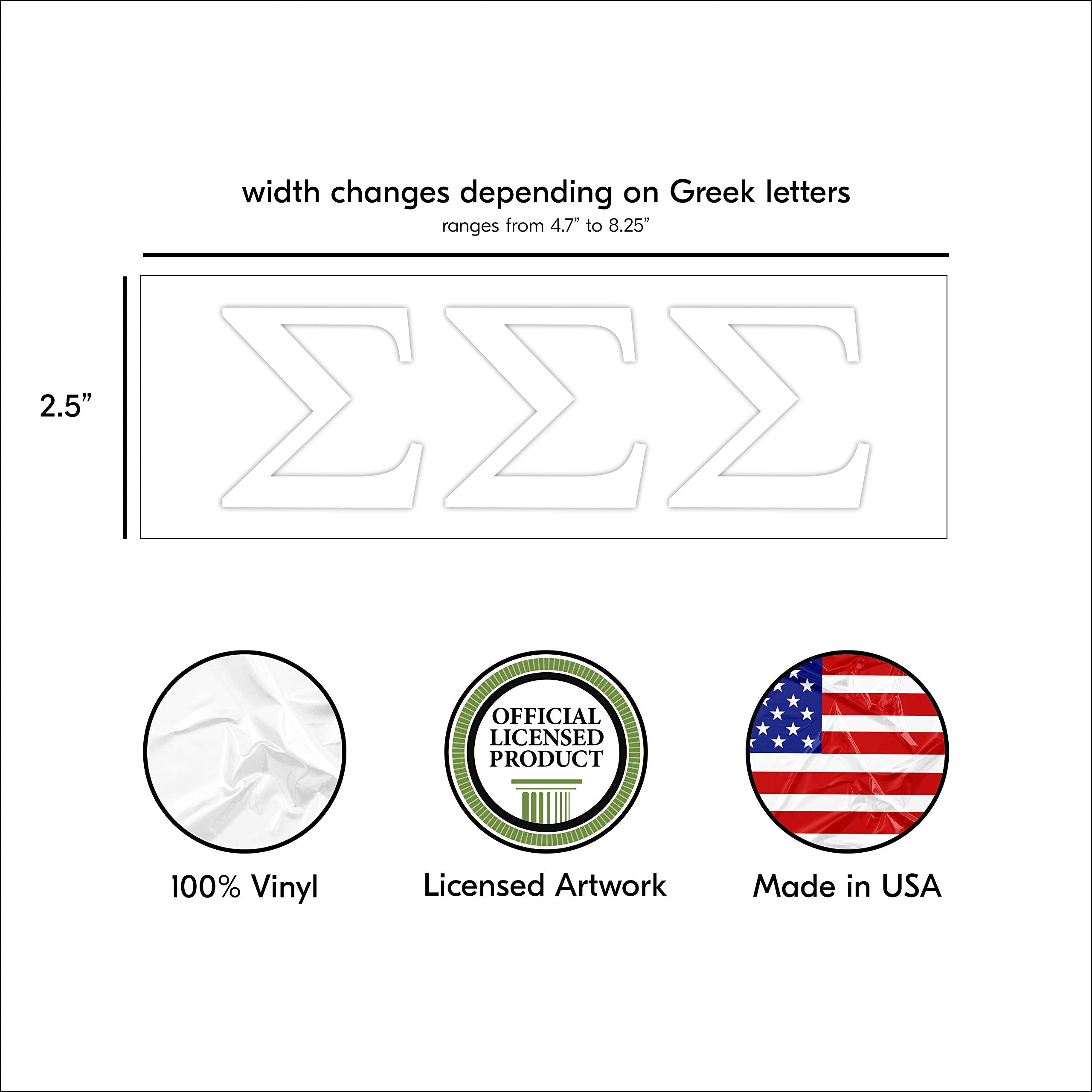 Pro-Graphx Sigma Sigma Sigma Greek Sorority Sticker Decal, 2.5 Inches Tall, White