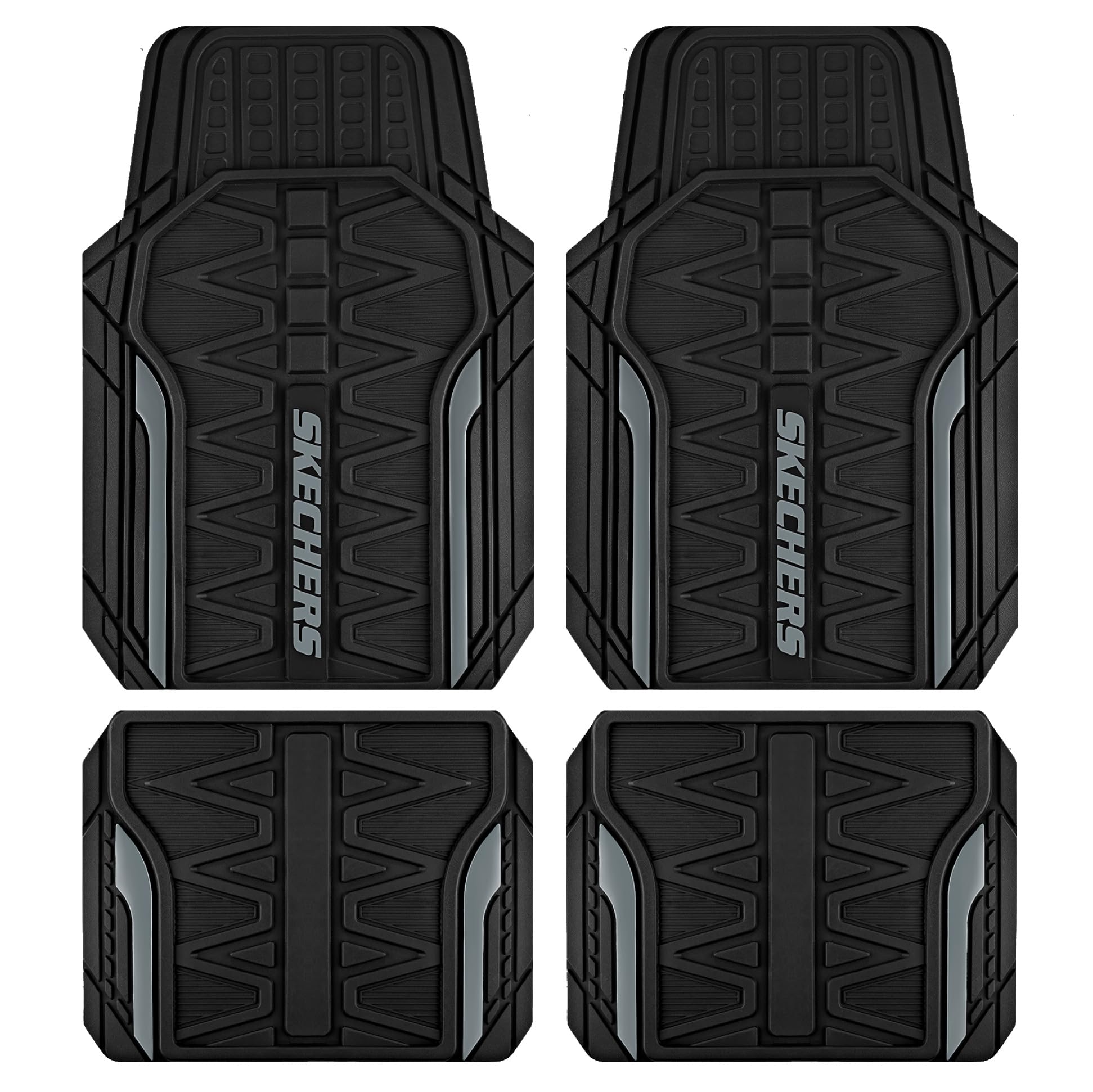 Skechers Car Floor Mats,Heavy Duty Rubber Car Mats Full Set,All Weather Floor Mats,Waterproof Trim to Fit Universal Floor Liner 