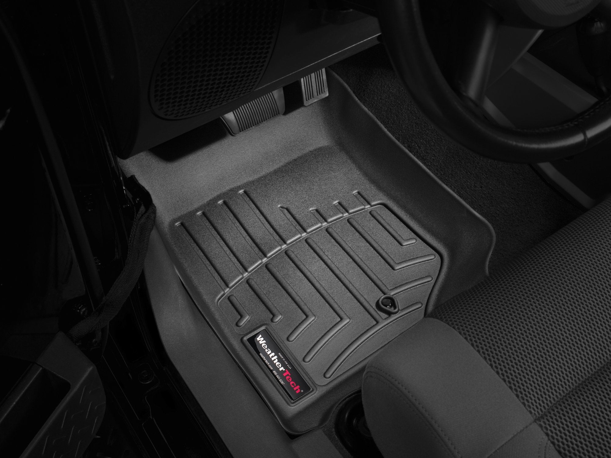 WeatherTech Custom Fit FloorLiners for Jeep Wrangler 2-Door, Wrangler Unlimited 4-Door - 1st Row (441051), Black