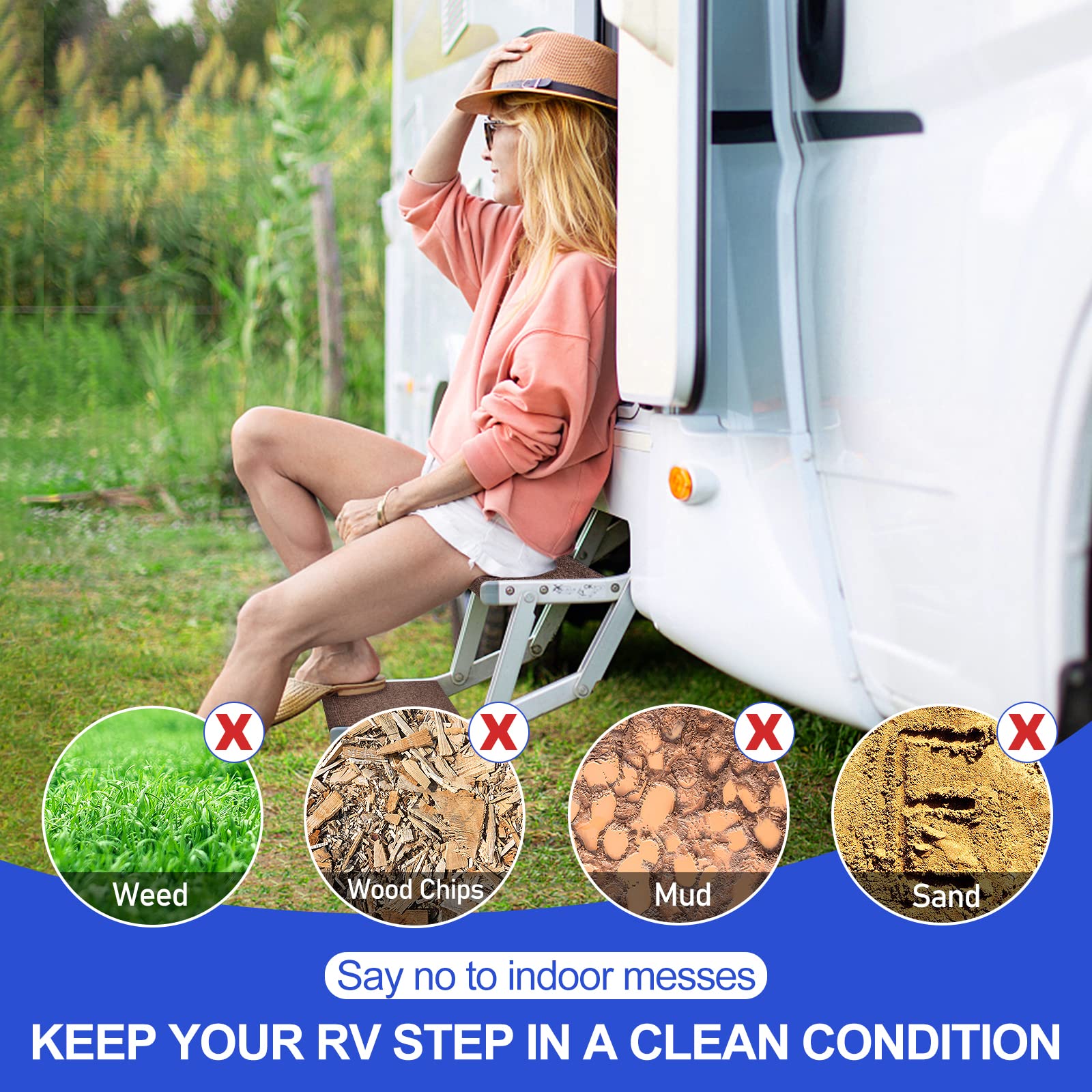 Ristow Ristow Rv Step Covers 3 Pack 18'' Wide Rv Step Rug With Install Hooks Fit 8-11'' Deep Camper Step Cover Rv Stair Covers I