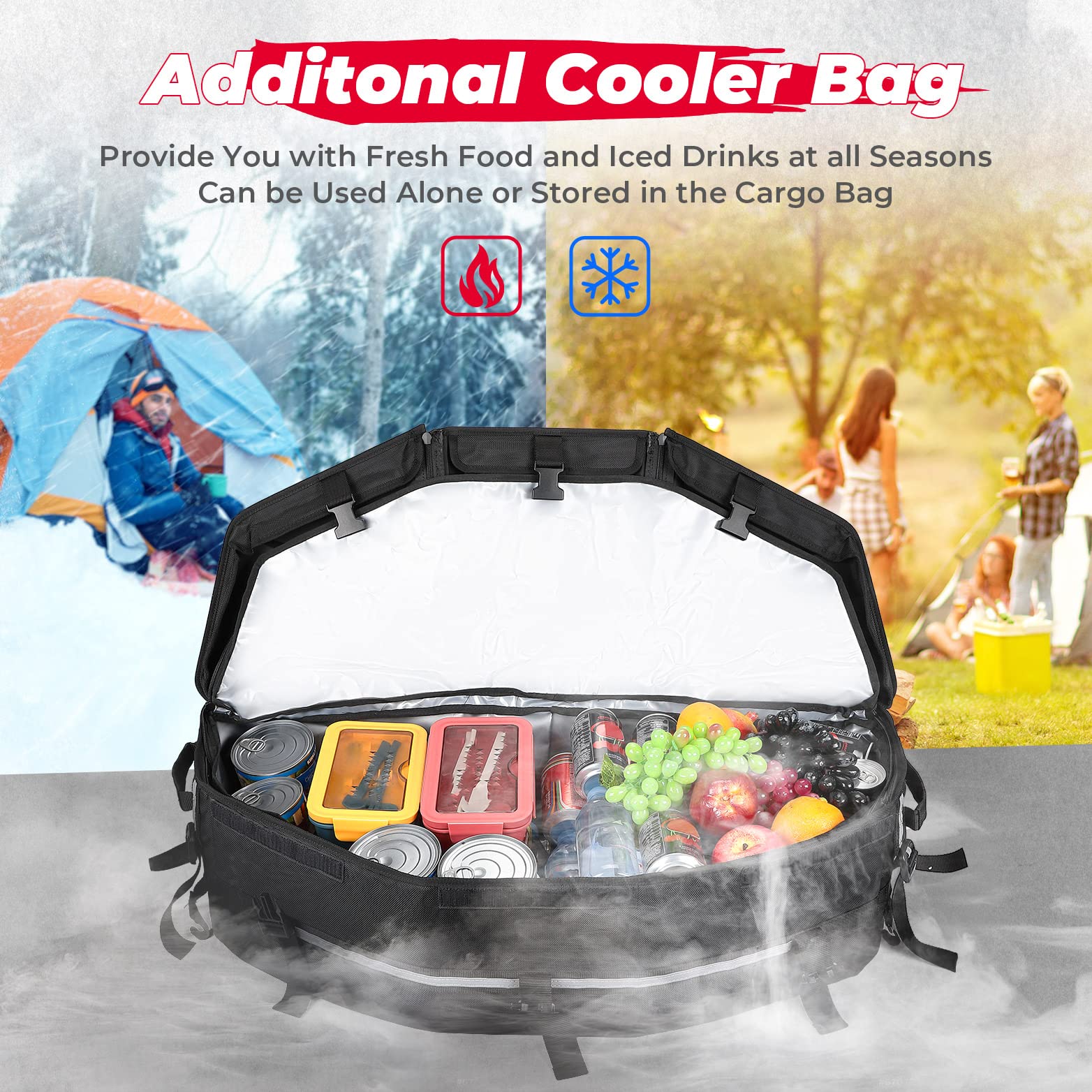 KEMIMOTO X3 Cargo Storage Bag, Upgraded UTV ATV Bed Box Rear Rack Toolbox Trunk Cooler Bag, Compatible with Can am Maverick X3,