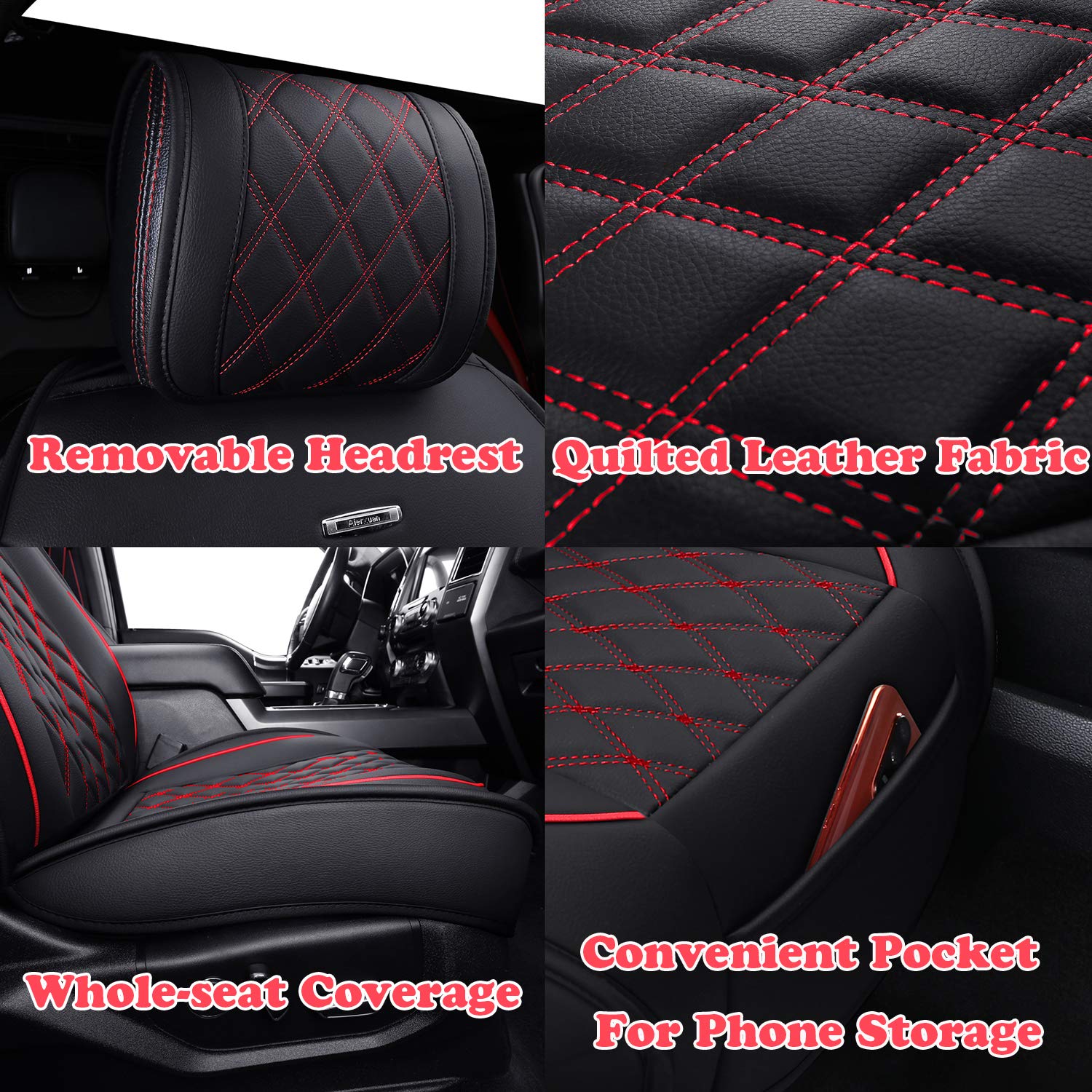 Aierxuan Car Seat Covers Front Set With Waterproof Leather Automotive Vehicle Cushion For Cars Suv Pickup Truck Fit For 2009 To