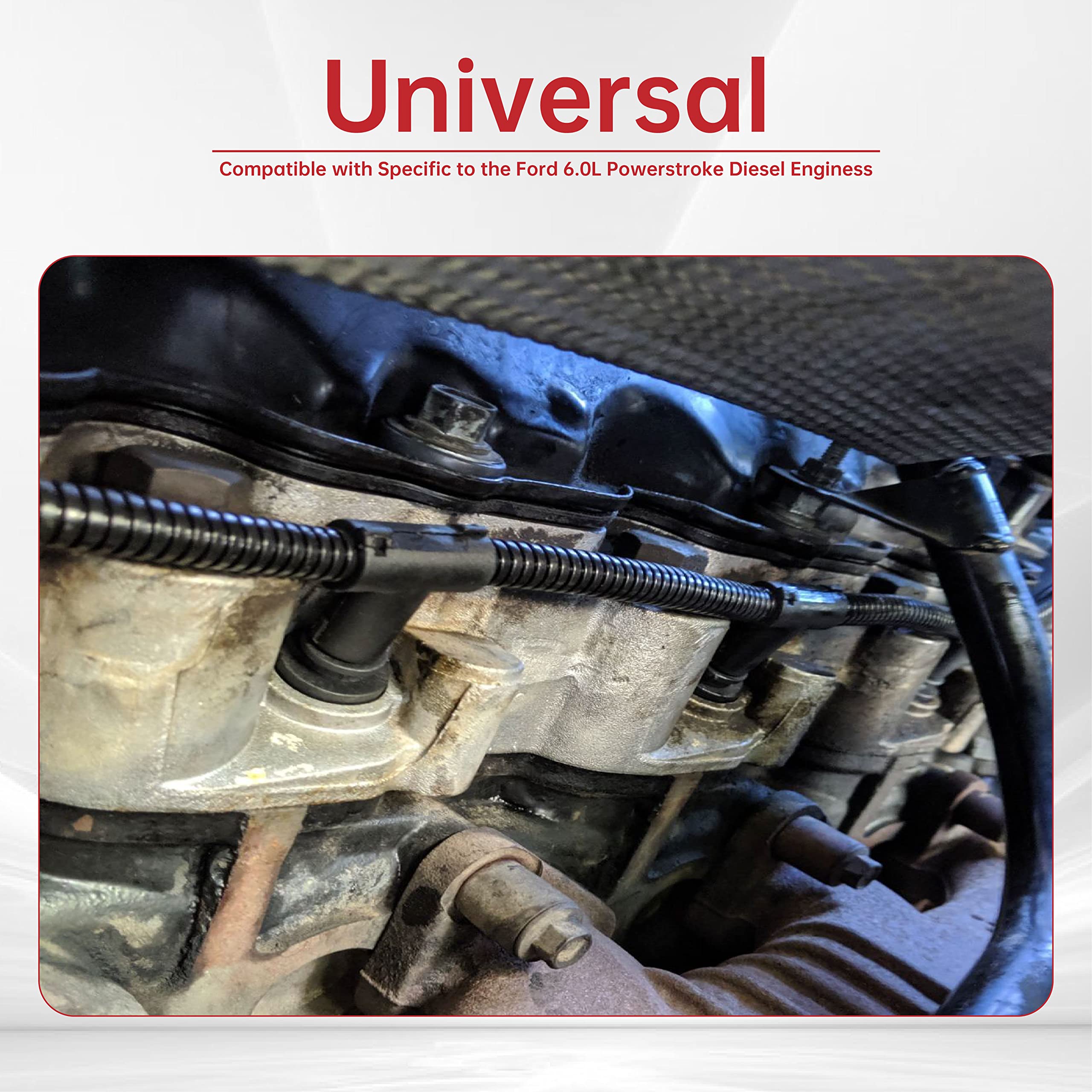 FGJQEFG Glow Plug Connector Wire Harness + Glow Plugs Removal Tool Compatible with 04-10 Ford 6.0L Powerstroke Diesel F250 F350