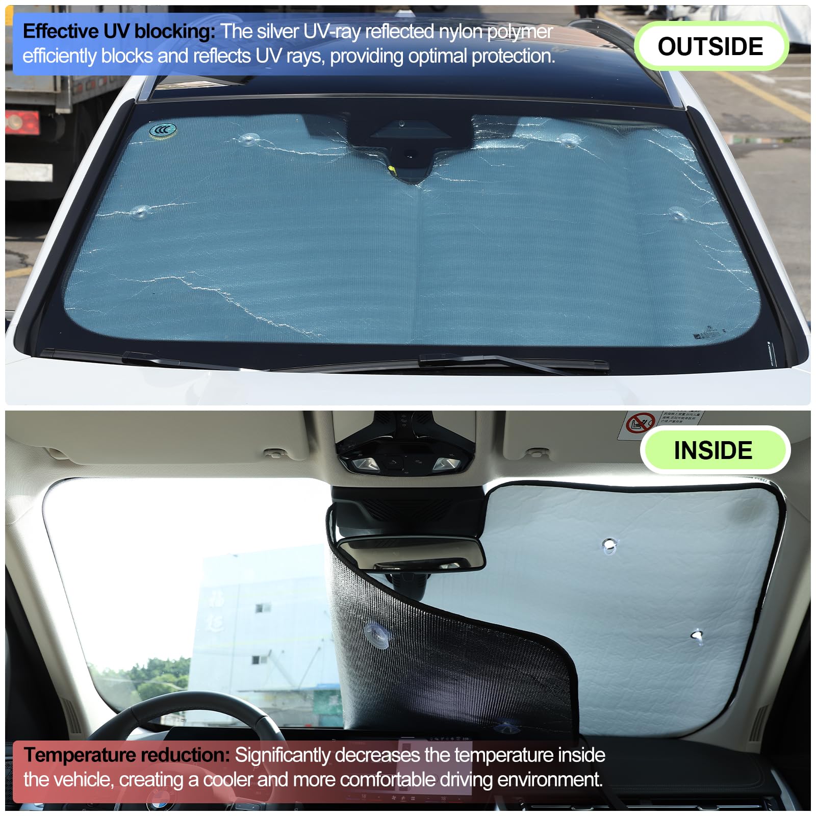 Windshield Sunshade For Bmw X1 X2 U11 U10 2023-2024 Front Window Sun Shade Foldable Reflective Sun Visor Custom Sunscreen Uv Blocker Privacy Protector Heatshield Keeps Your Vehicle Cool