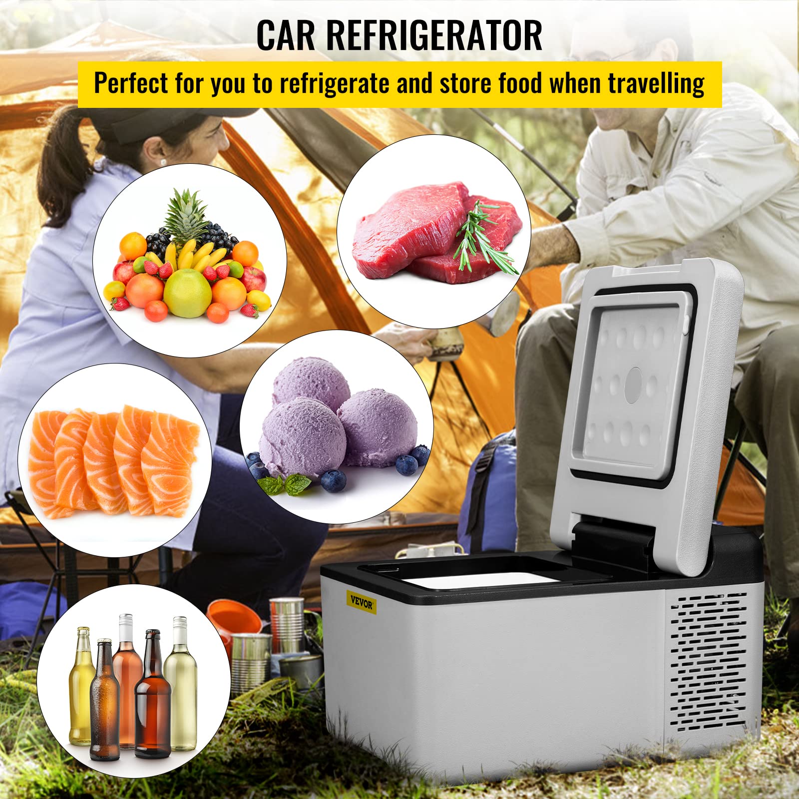 VEVOR 10 Quart 12 Volt Portable Mini Freezer Car Compressor Fridge Cooler