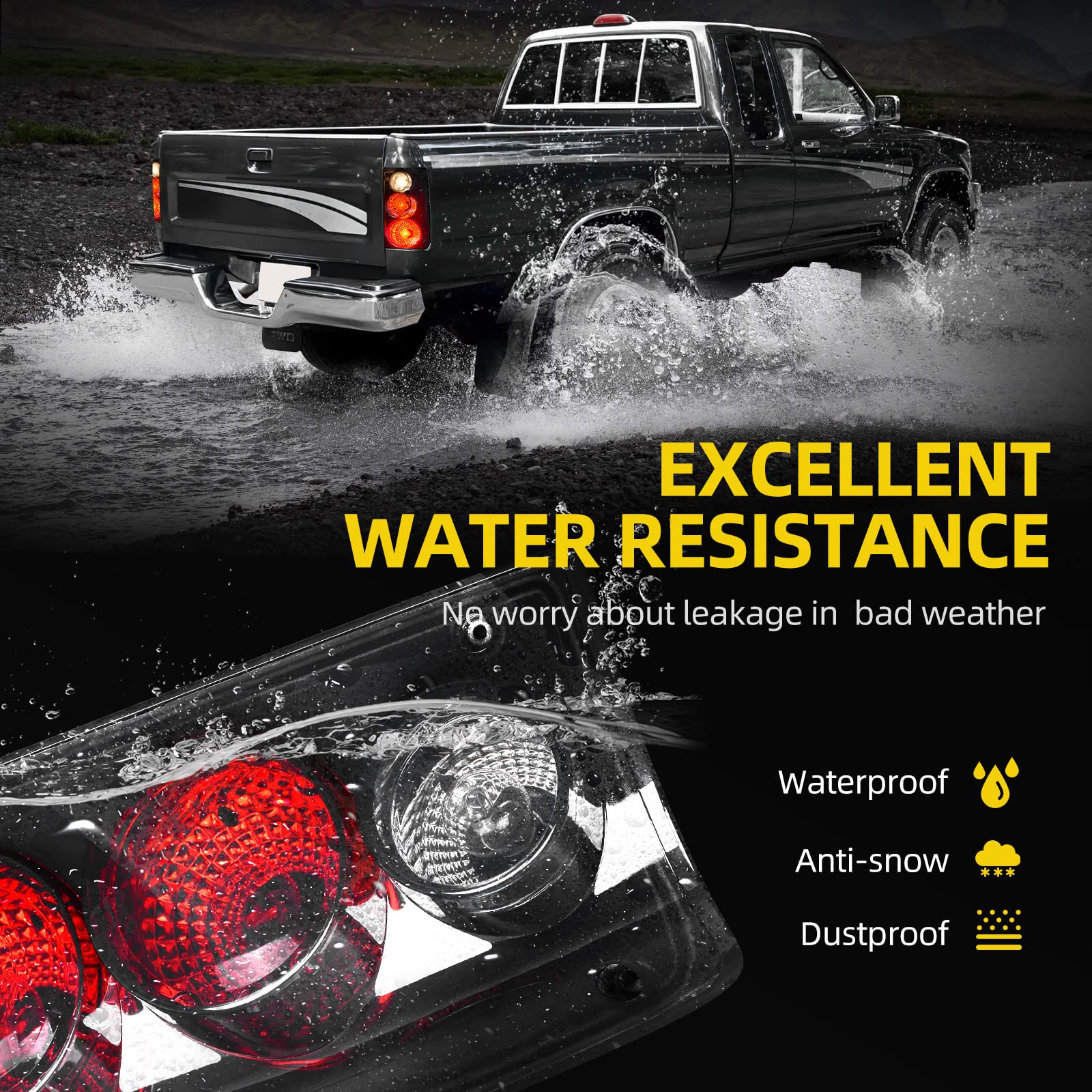 DWVO Taillight Assembly Tail Lamps Compatible with 1989 1990 1991 1992 1993 1994 1995 Pickup Truck 89-95 Rear Tail Lights Black