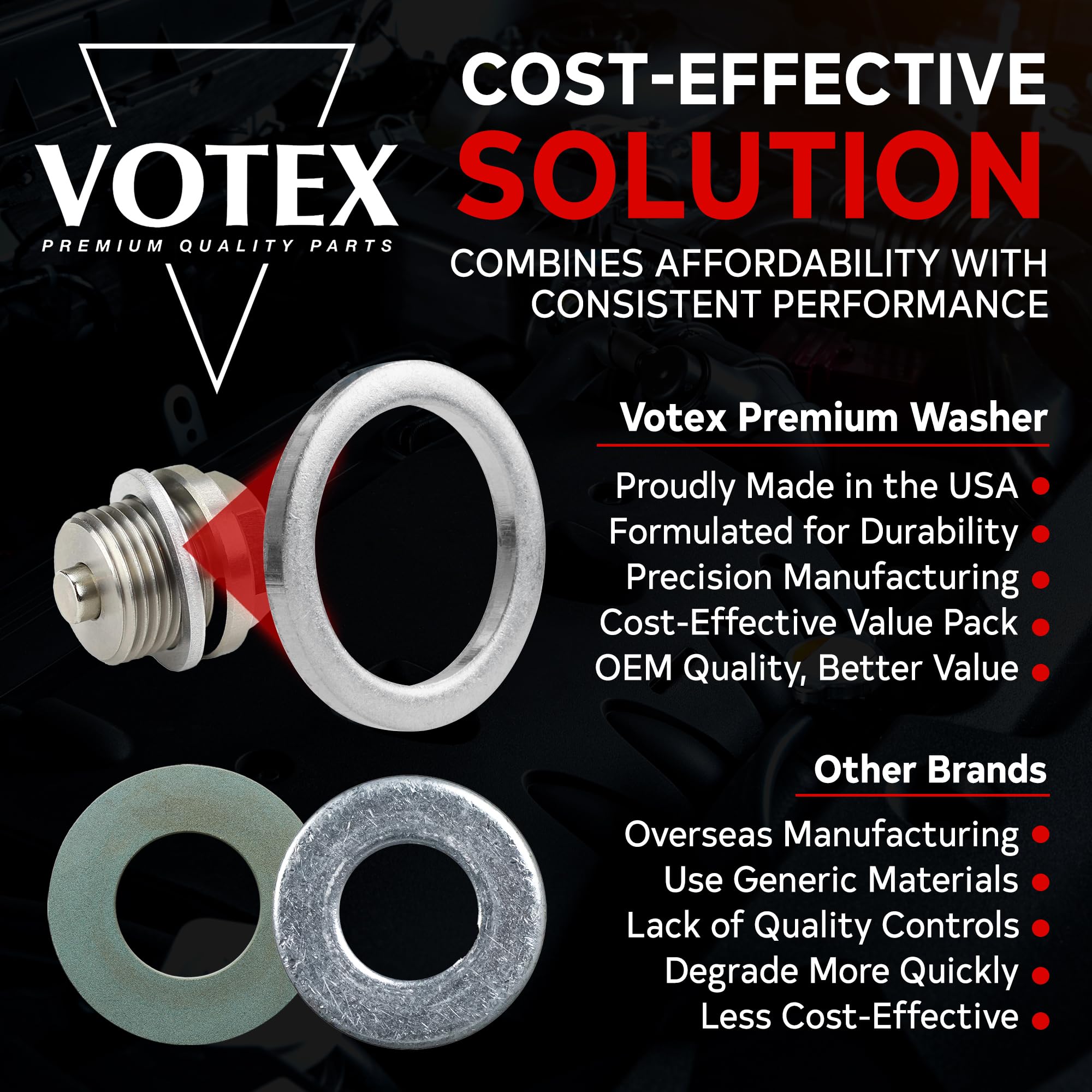 Votex - Made In Usa - M18 18Mm Oil Drain Plug Crush Washer Gasket Seal Ring For Honda/Acura And More - Oil/Coolant - Aluminum - 20 Pack - 94109-2000, 90471-Px4-000, Acwm18