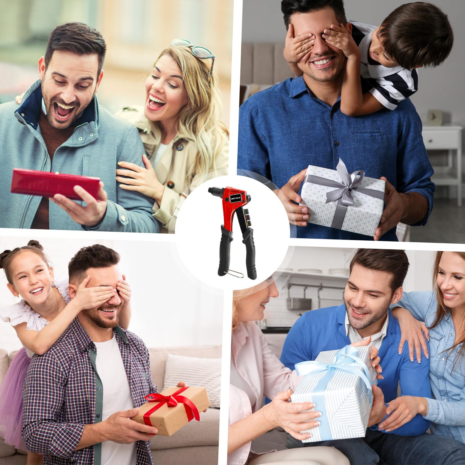 Wetols Pop Rivet Gun Kit With 200 Blind Rivets, Upgraded Manual Single Hand Riveter With 4 Tool-Free Interchangeable Rivet Heads