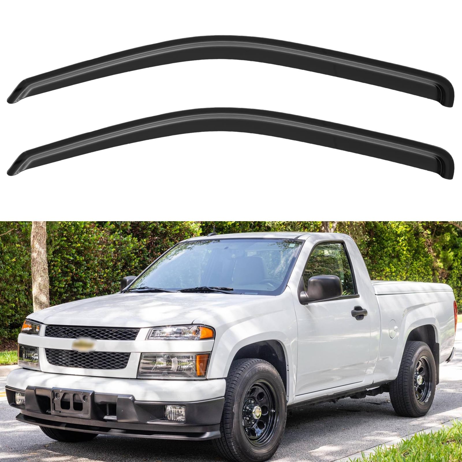Window Visors Rain Guards For 2004-2012 Chevy Colorado/Gmc Canyon Regular Cab, Out-Channel Window Vent Wind Deflectors Visors Sh
