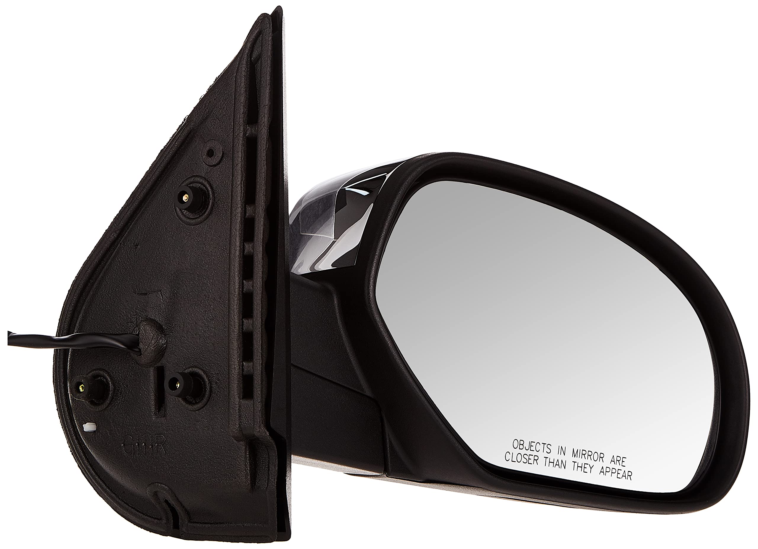 Fit System - 62087G Passenger Side Mirror for Avalanche, Silverado/Sierra 1500, Silverado/Sierra 2500 & 3500, Suburban, Tahoe, Yukon, Denali/XL, Silverado/Sierra Hybrid, blk/chrm, fold, Heated Power