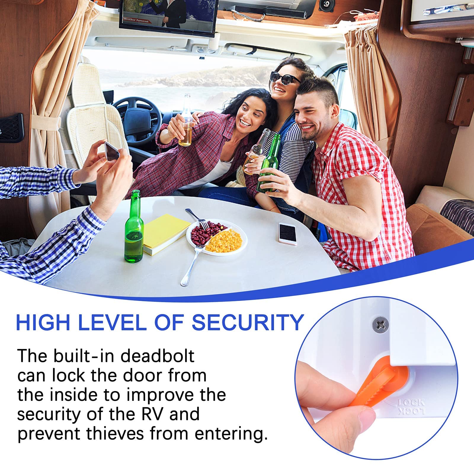 Ristow Upgraded Chrome Rv Door Locks Rl001 For Travel Trailers With Paddle Deadbolt, Camper Door Latch Lock Replacement Kit For Trailer Door Camper Horse Trailer Cargo Hauler