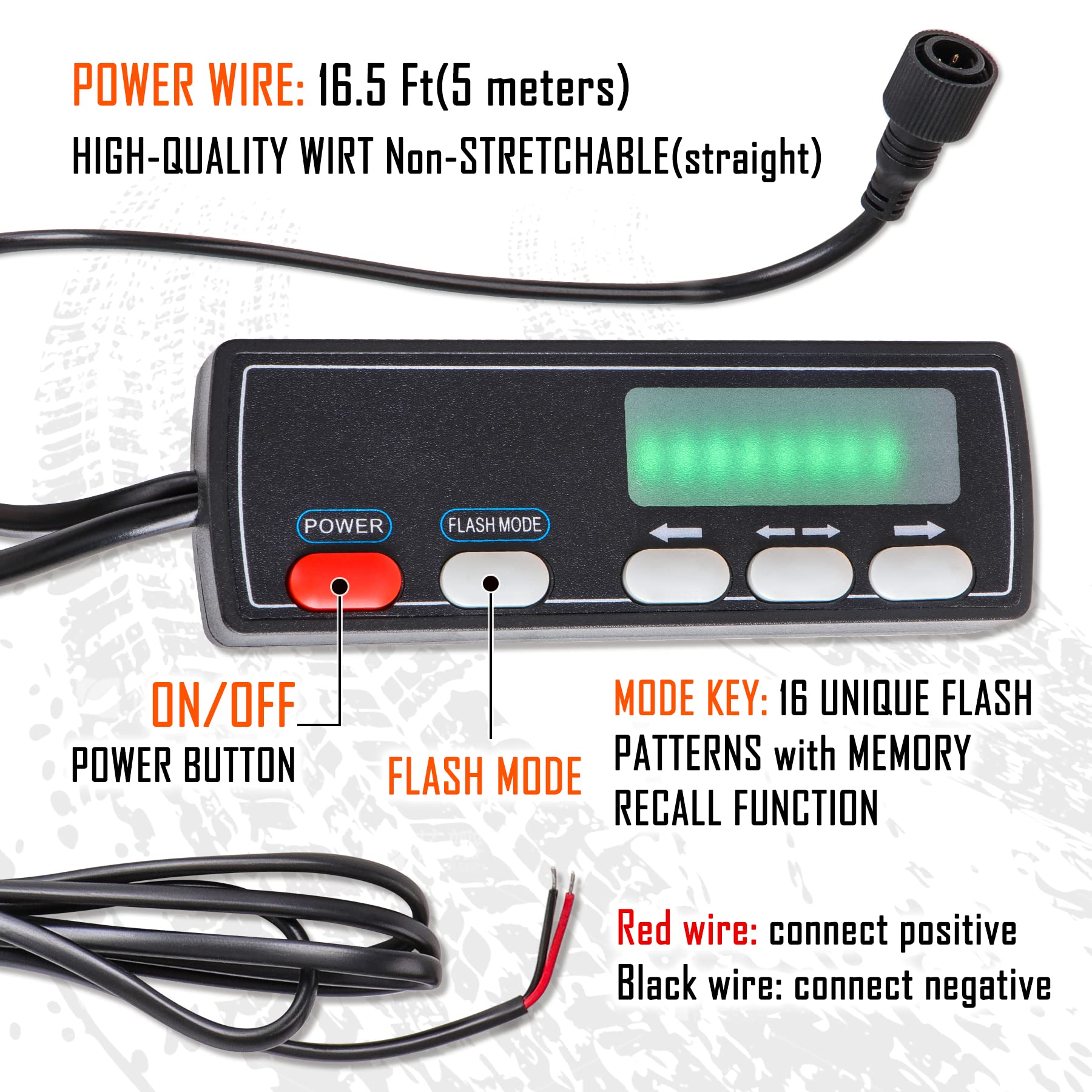 Traffic Advisor Light Bar 36 Inch 16 Flash Modes 32 Led Emergency Strobe Warning Lights Directional Bar Hazard Warning Flashing Safety Light With Led Display Screen Controller(35.5 Inch, Yellow/Amber)