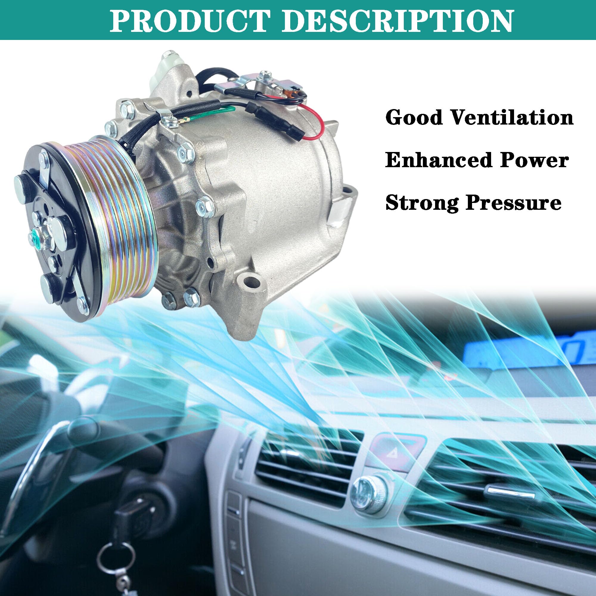 YzusGomumu Car AC Compressor Compatible with 2006 2007 2008 2009 2010 2011 Honda Civic 1.8L Air Conditioner Compressor w/Clutch