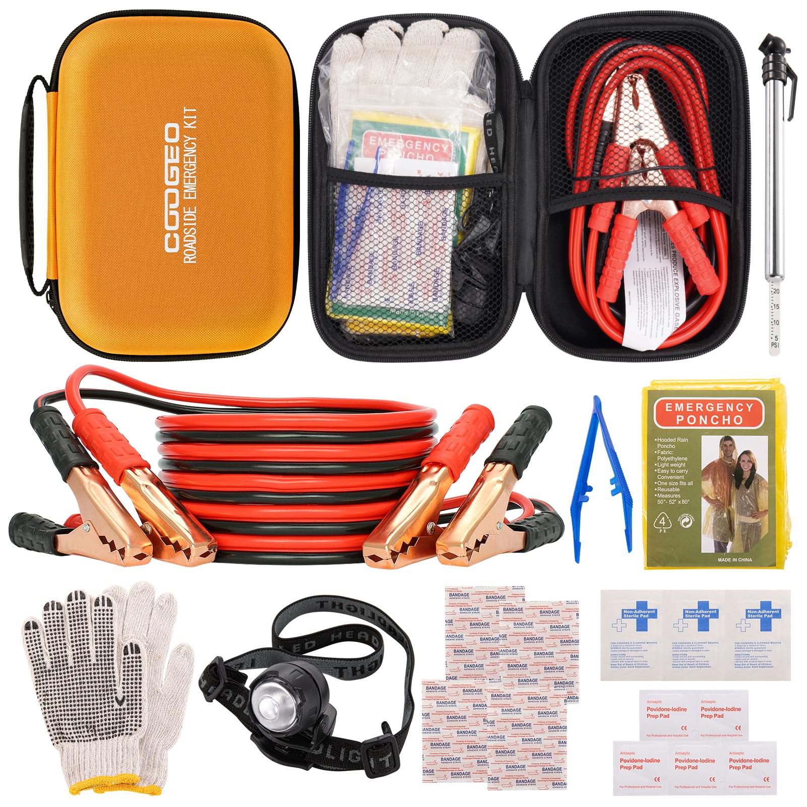 Car Roadside Emergency Kit With Battery Jumper Cables,Car Accessories For Men Or Women,Automotive Safety Kit For Car,Vehicle, Tr