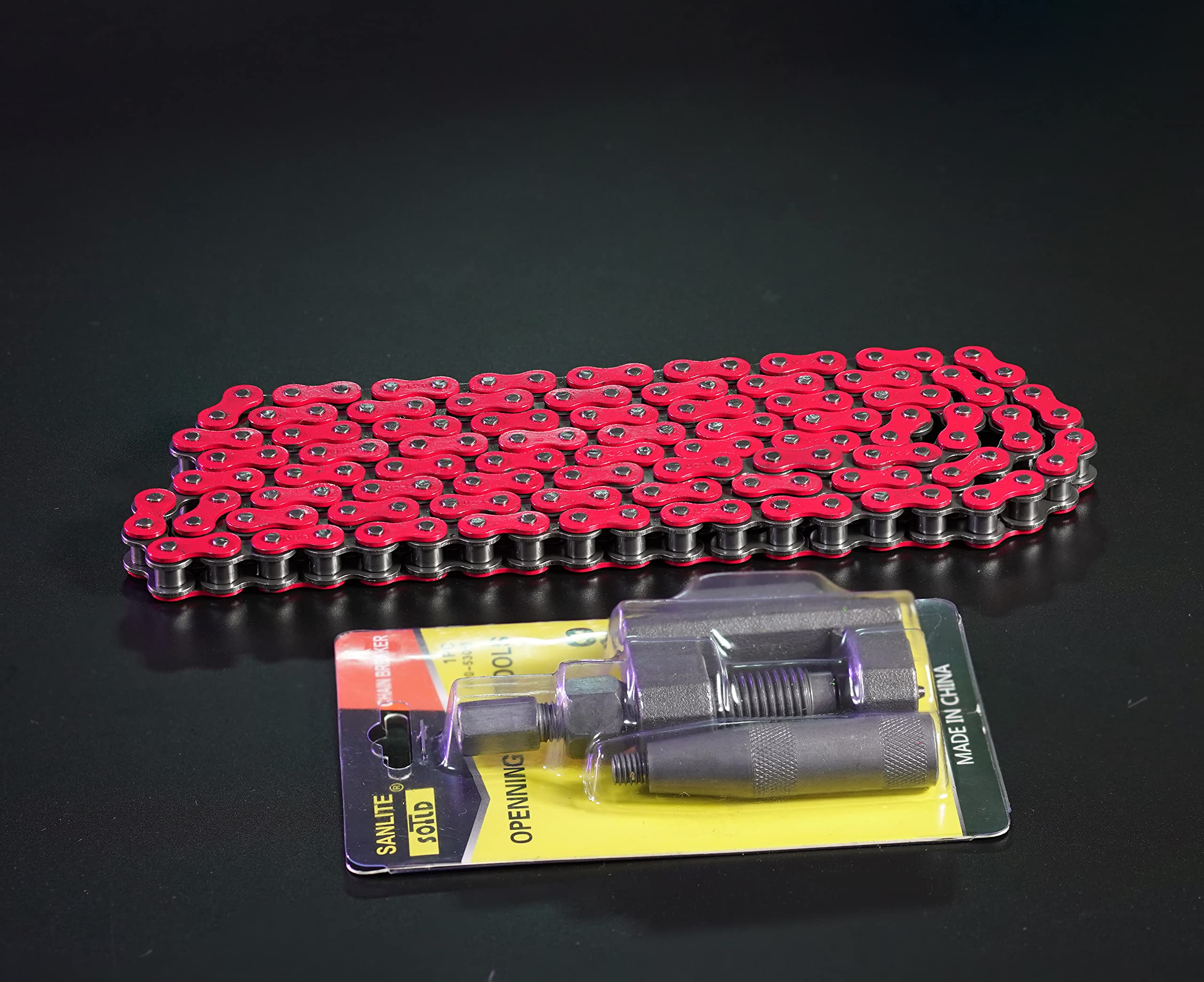 CLEO 420 Motorcycle Chain+ Chain Breaker, 420 Standard Roller Chain 140 Links Heavy Duty Drive Chain for 50cc 70cc 90cc 110cc 12