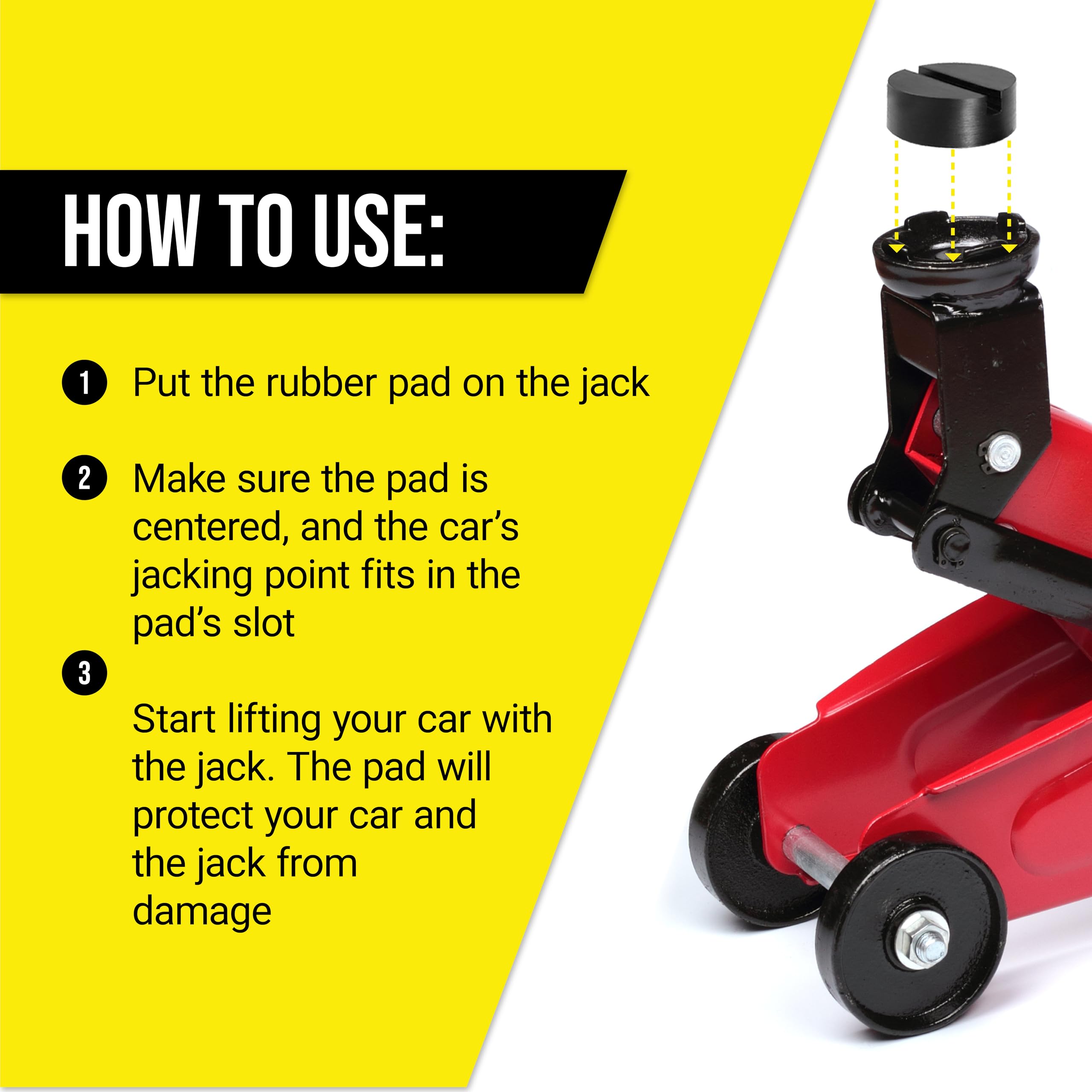 Mission Automotive 2-Pack Of Rubber Jack Pads (Slotted Pucks) - Universal, Standard-Size Adapter - Frame Rail Protector Puck/Pad