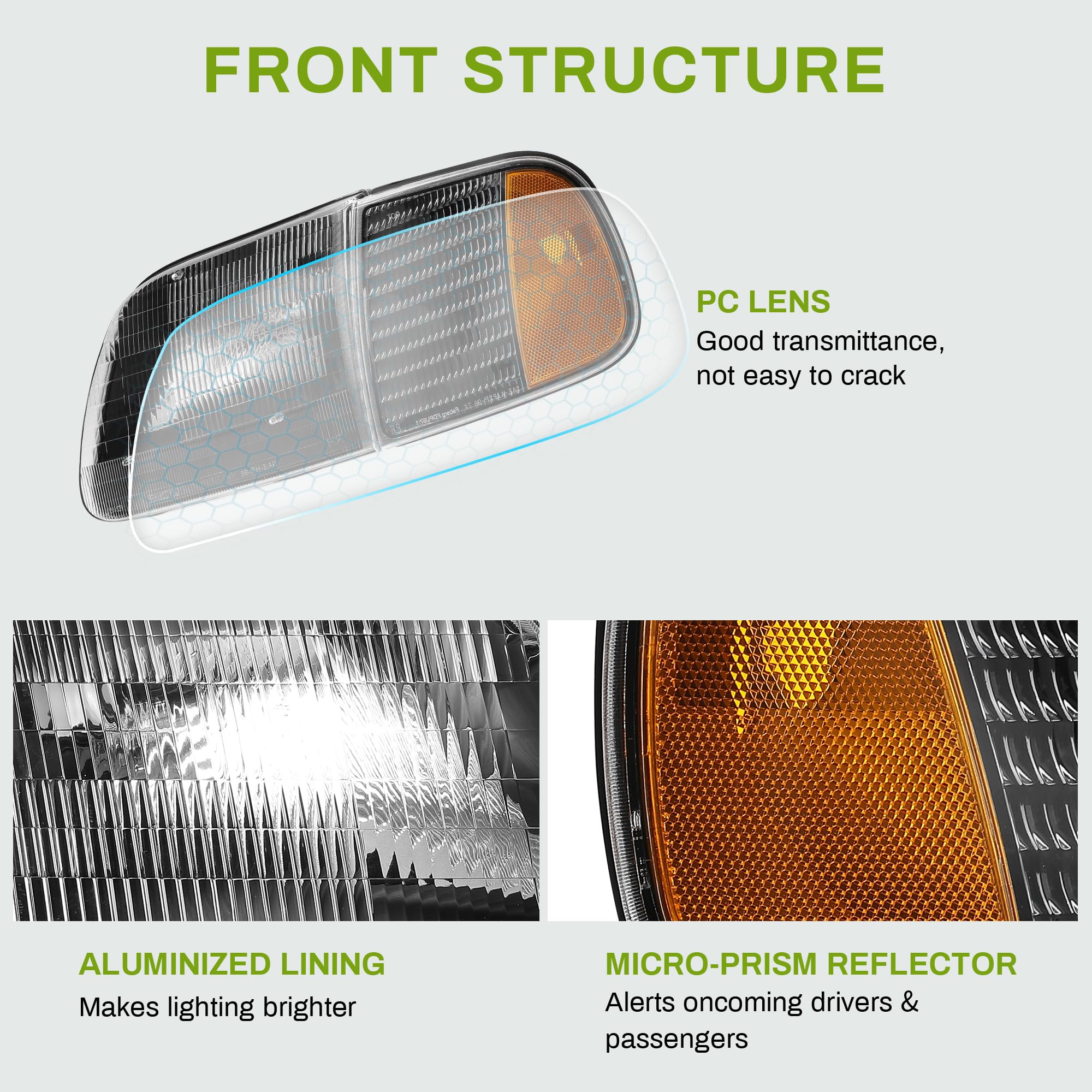Autosaver88 Headlight Assembly Compatible With 97-03 Ford F-150/97-02 Ford Expedition Pickup Headlamp Replacement Black Housing