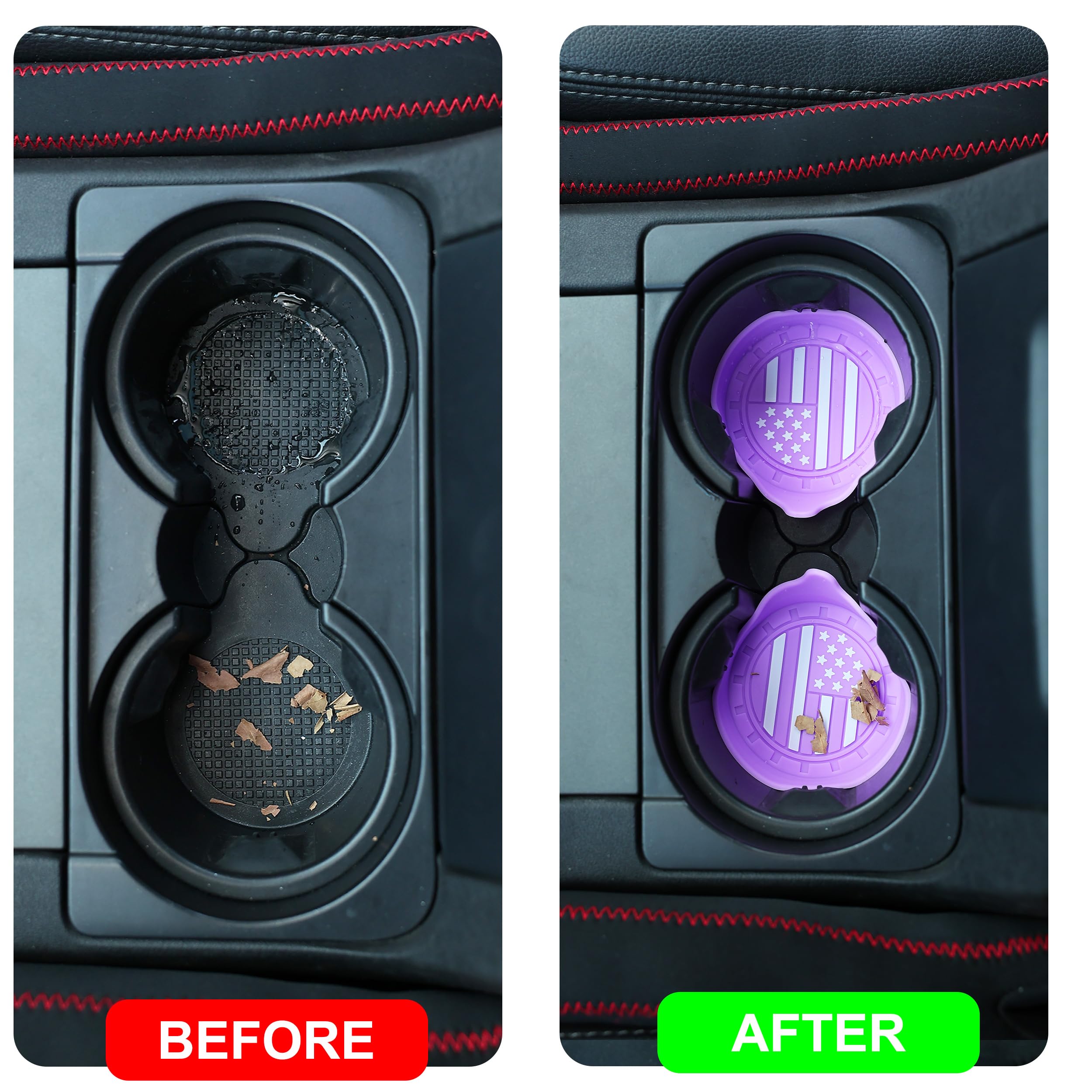 Amooca Car Cup Coaster Universal Non-Slip Silicone Cup Holder Insert Car Interior Accessories For Drink American Flag Us Flag 4