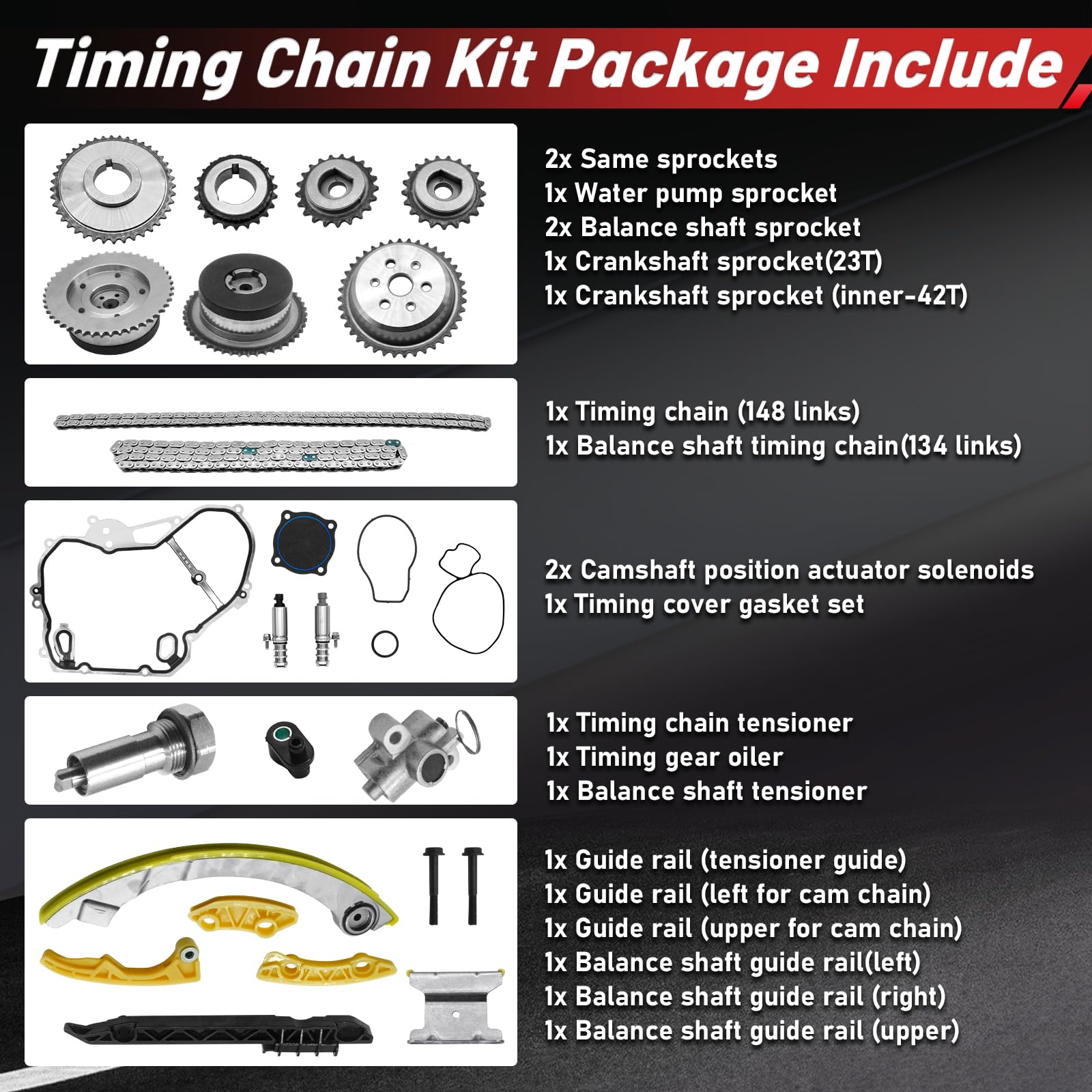 9-4201s Engine Timing Chain Kit for 2009-2017 for Chevy Equinox Malibu Captiva lmpala HHR Cobalt for Buick Regal Lacrosse Verano