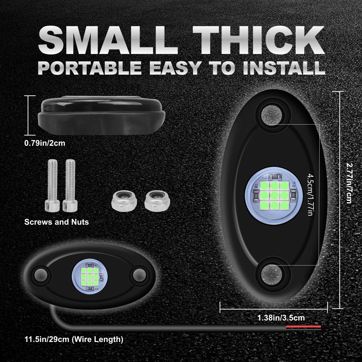 Ly8 6 Pods Led Rock Lights Green Waterproof Underglow Neon Underbody Fender Light Kits For Jeep Trucks Car Atv Suv Motorcycle Boat (Green)