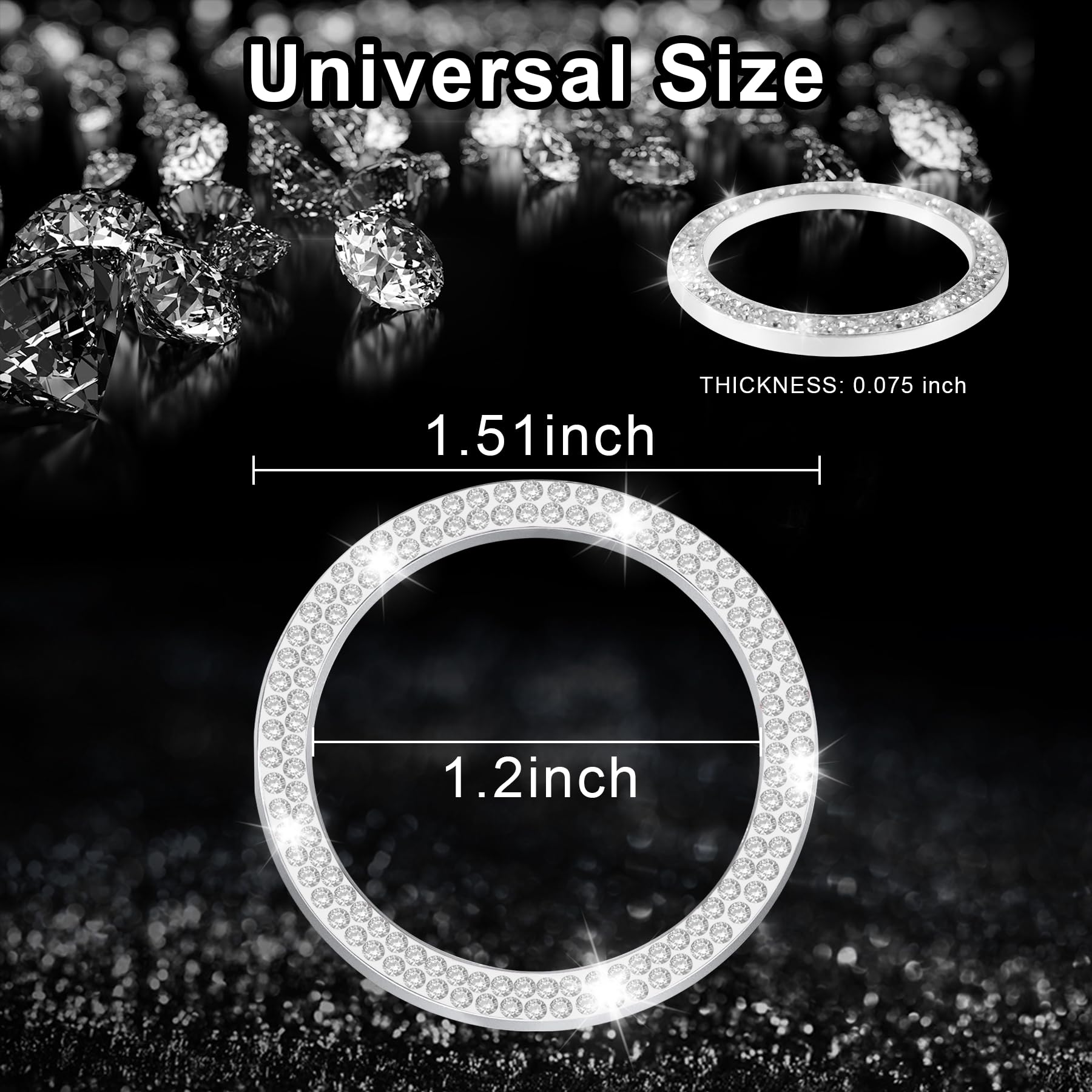 Livtee 2 Pcs Crystal Double Rhinestone Car Engine Start Stop Decoration Ring, Bling Car Interior Accessories For Women, Push To