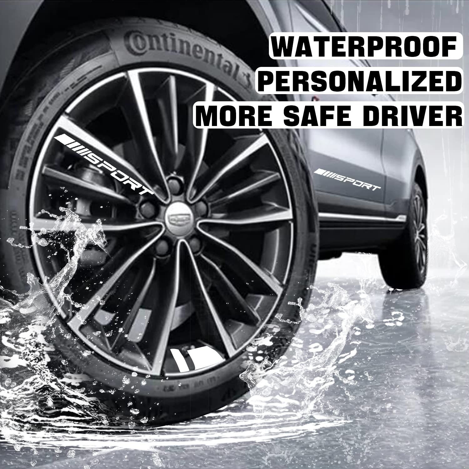 Pincuttee 14Pcs Car Decal Stickers,Wheel Rim Decal Sticker,Sport Logo Reflective Stickers,Sport Emblem Car Rear Bumper Sticker,R